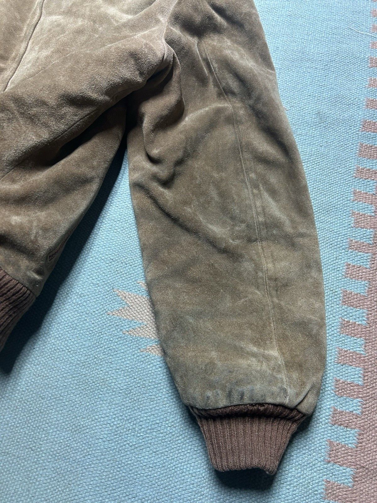 Vintage 80s suede leather bomber jacket Sherpa lined Oui large 44 Size US L / EU 52-54 / 3 - 9 Thumbnail