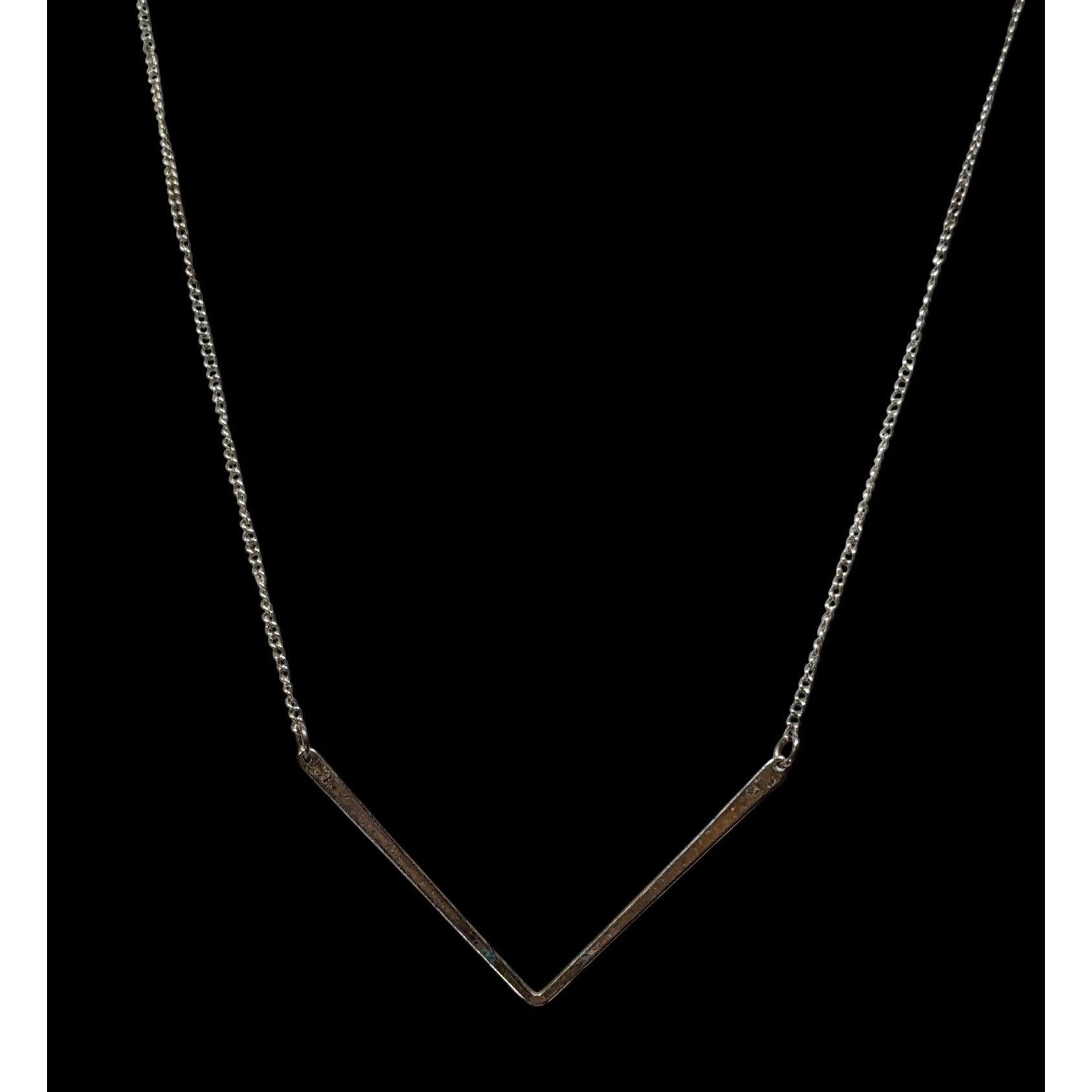 Other Minimalist Silver-Tone Chevron Pendant Necklace With Adjusta Size ONE SIZE - 3 Thumbnail