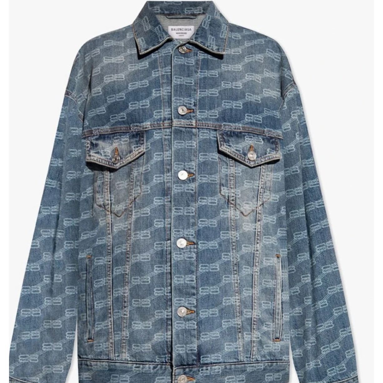 Balenciaga Balenciaga All-Over Logo Denim Oversized Jacket - XS Size XS / US 0-2 / IT 36-38 - 7 Thumbnail
