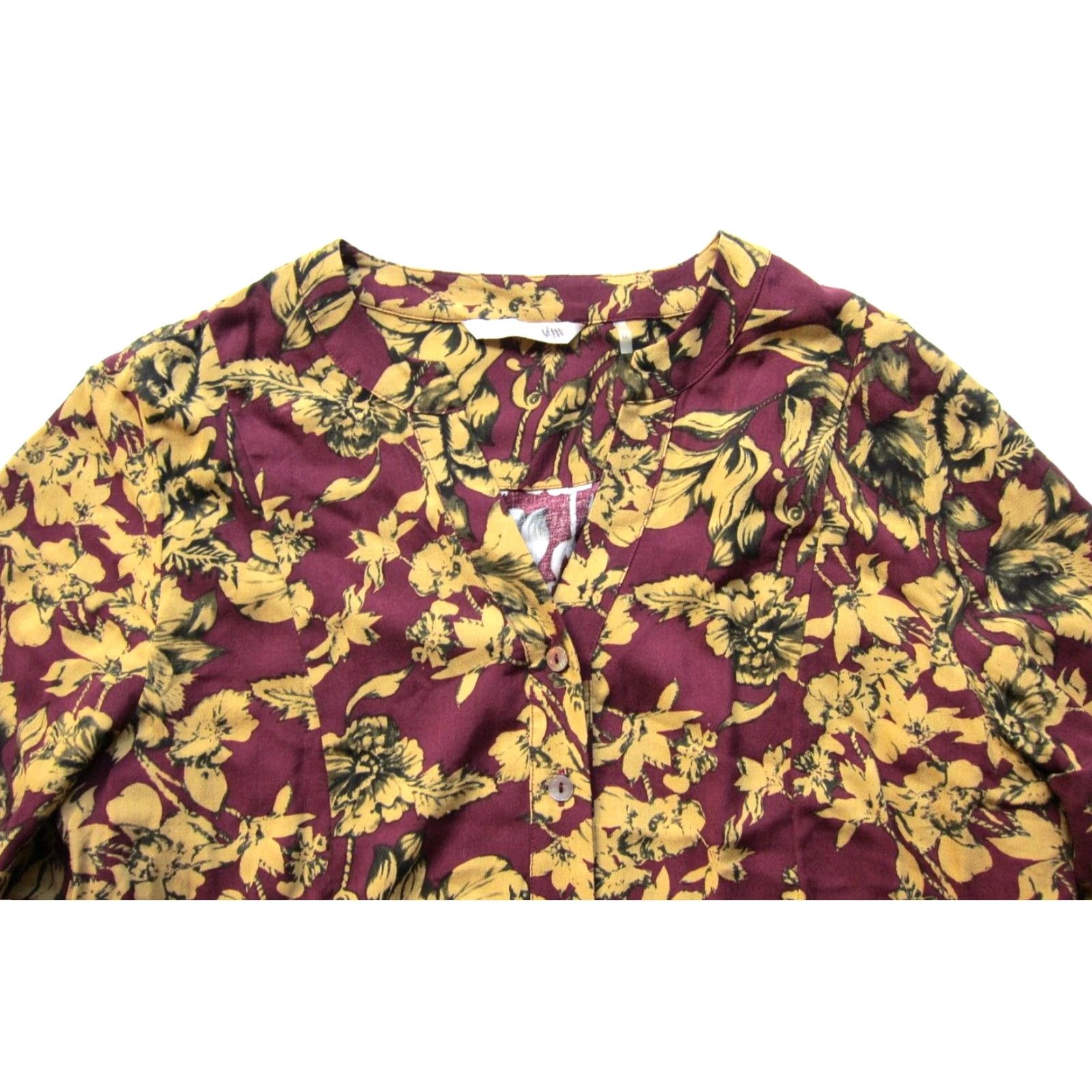 Soft Surroundings Soft Surroundings Maroon Floral Button Down Long Sleeve Blouse M Women Size M / US 6-8 / IT 42-44 - 4 Thumbnail