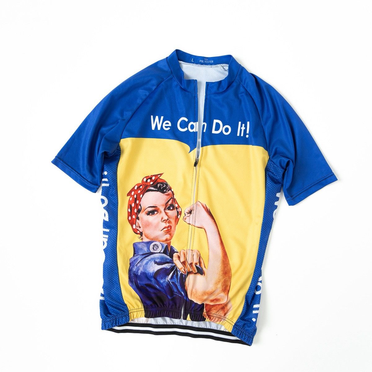 Cycling Jersey Man We Can Do It Rosie Graphic Zip Bike Shirt