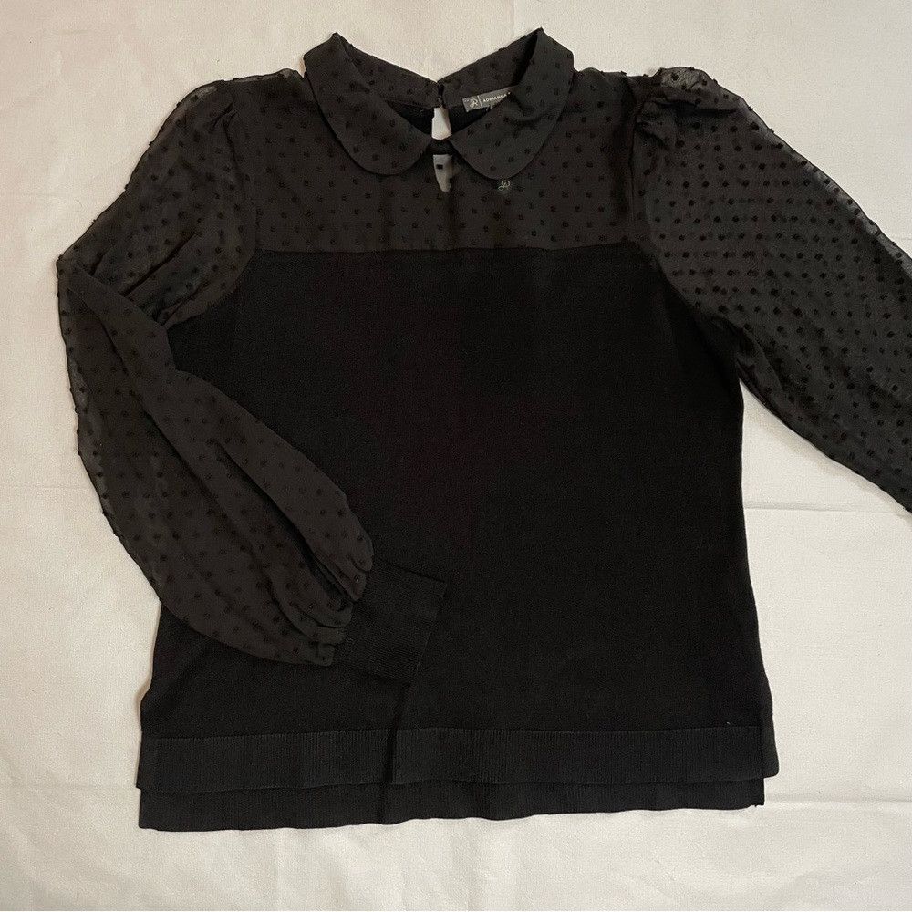 Adrianna Papell NWT New $89 Adrianna Papell Peter Pan Mesh Long Sleeve Blou Size S / US 4 / IT 40 - 6 Thumbnail