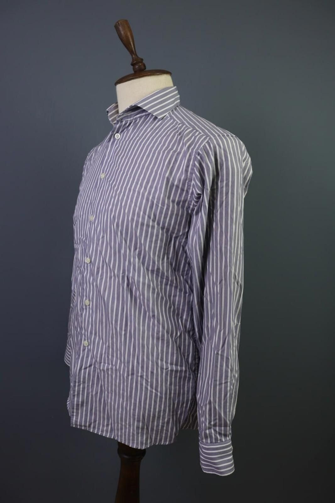 Eton Eton Slim Gray Striped Button Down Shirt Size 41 / 16 Size US M / EU 48-50 / 2 - 12 Thumbnail