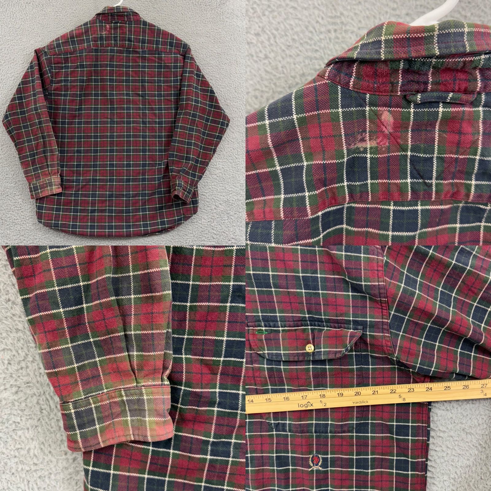 Tommy Hilfiger VINTAGE Tommy Hilfiger Shirt Mens Large Red Plaid 90s Crest Long Sleeve Casual Size US L / EU 52-54 / 3 - 8 Thumbnail