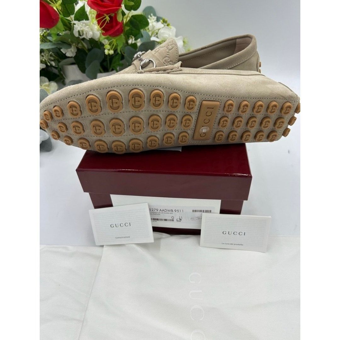 Gucci Men's Gucci, GG embossed suede driver loafers size 11 Size US 11.5 / EU 44-45 - 5 Thumbnail