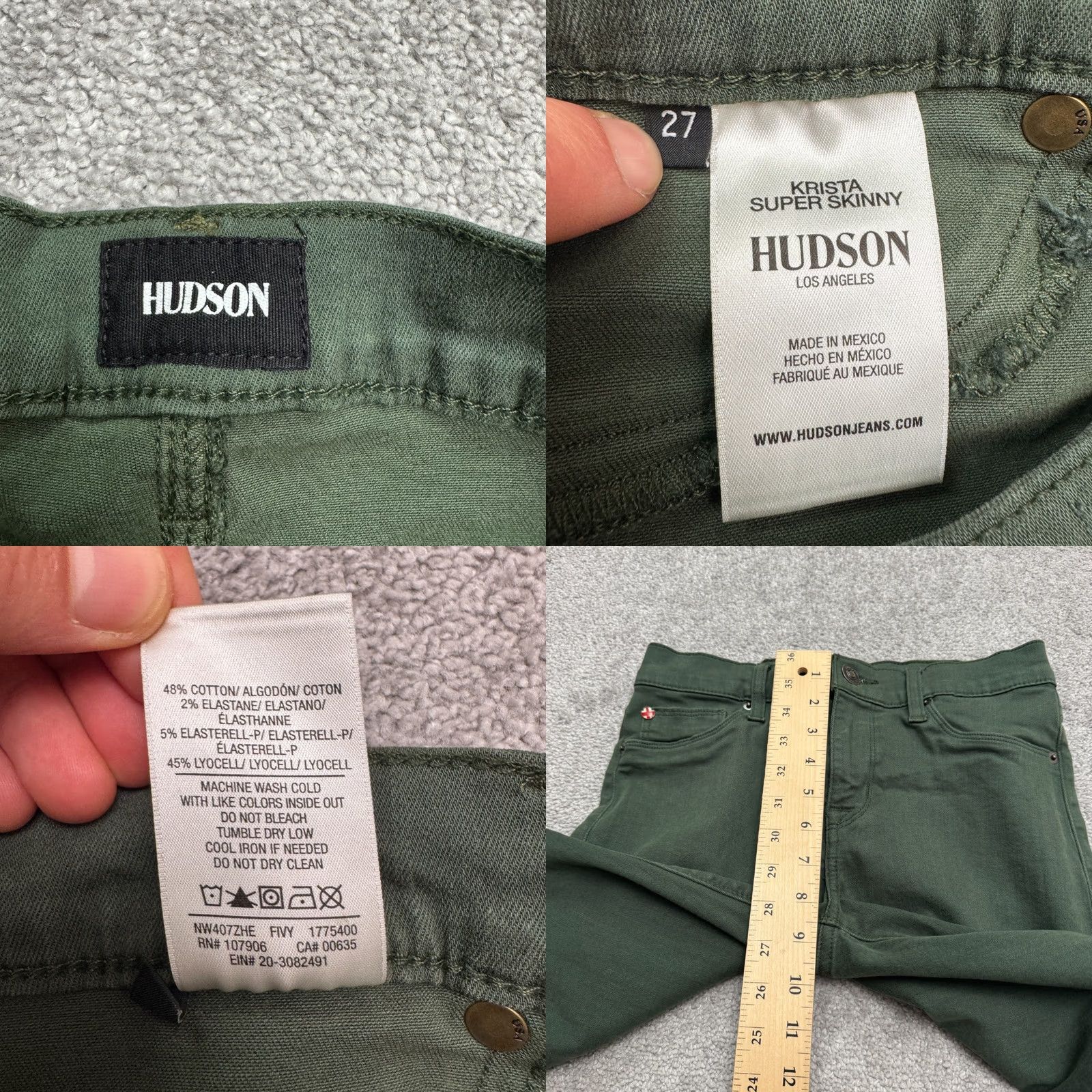 Hudson Hudson Krista Jeans Women 27 Olive Green Mid Rise 29 Inseam Cropped 5-Pocket Denim Cotton Blend Size 27" / US 4 / IT 40 - 8 Thumbnail