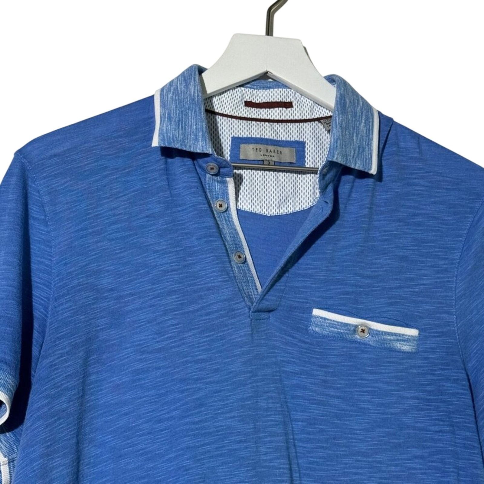 Ted Baker Ted Baker Men's Blue Cotton Modal Blend Polo Medium Size US M / EU 48-50 / 2 - 3 Thumbnail