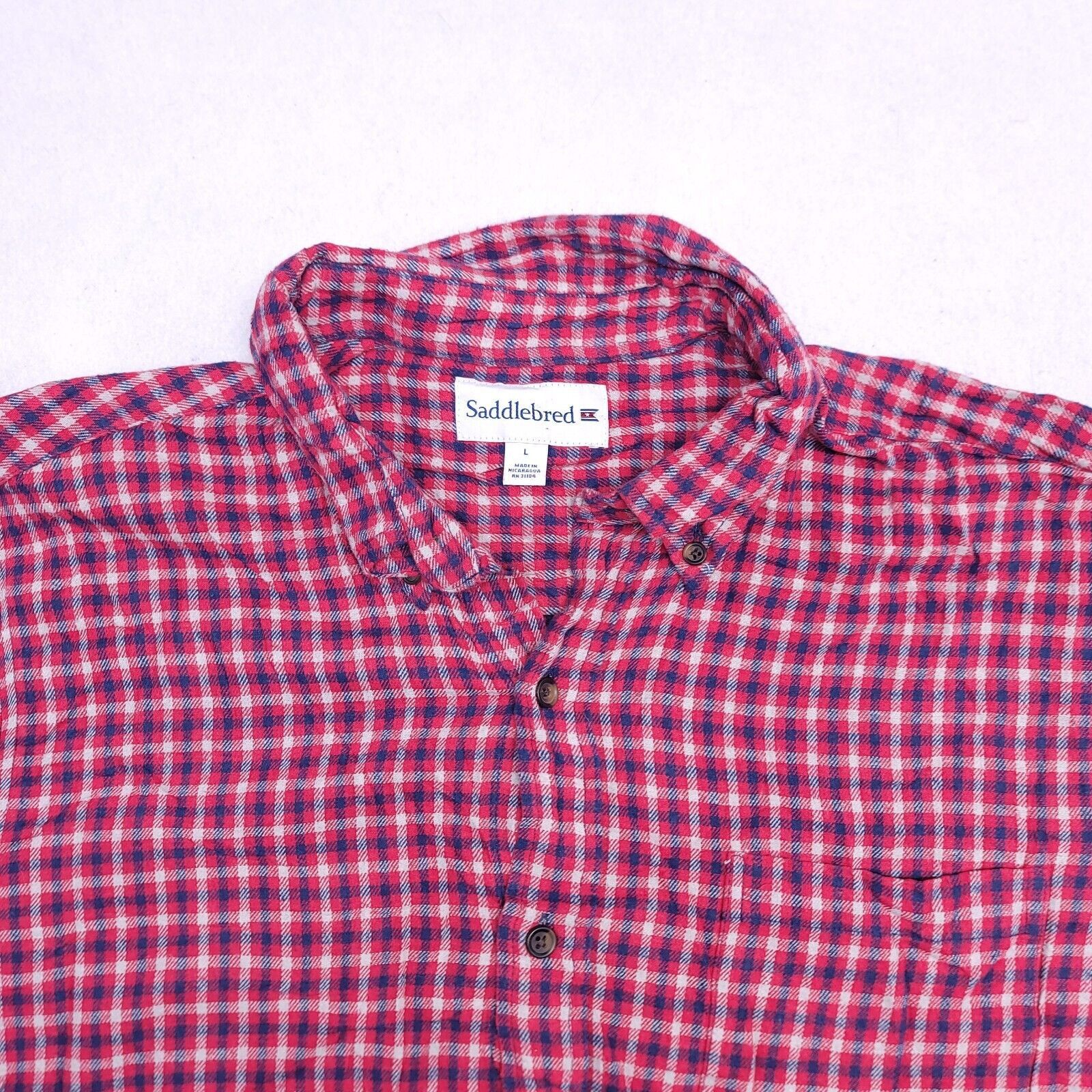 Saddlebred Saddlebred Tartan Flannel Shirt Mens Size Large L Red Blue Size US L / EU 52-54 / 3 - 1 Thumbnail