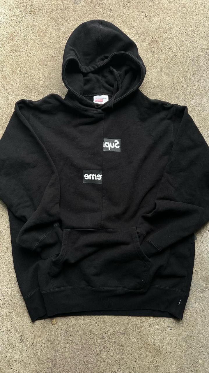 Supreme COMME des GARÇONS + SUPREME SPLIT BOX LOGO HOODIE BLACK