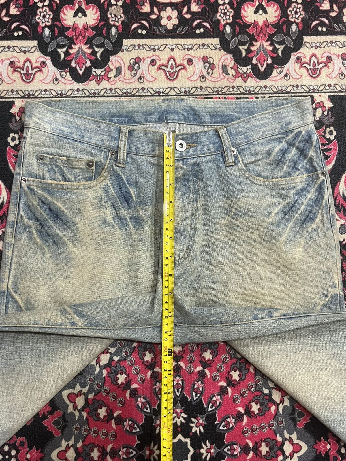 Japanese Brand Japanese Brand Blue Faded Whisker Washed Distressed Jeans Size US 32 / EU 48 - 12 Thumbnail