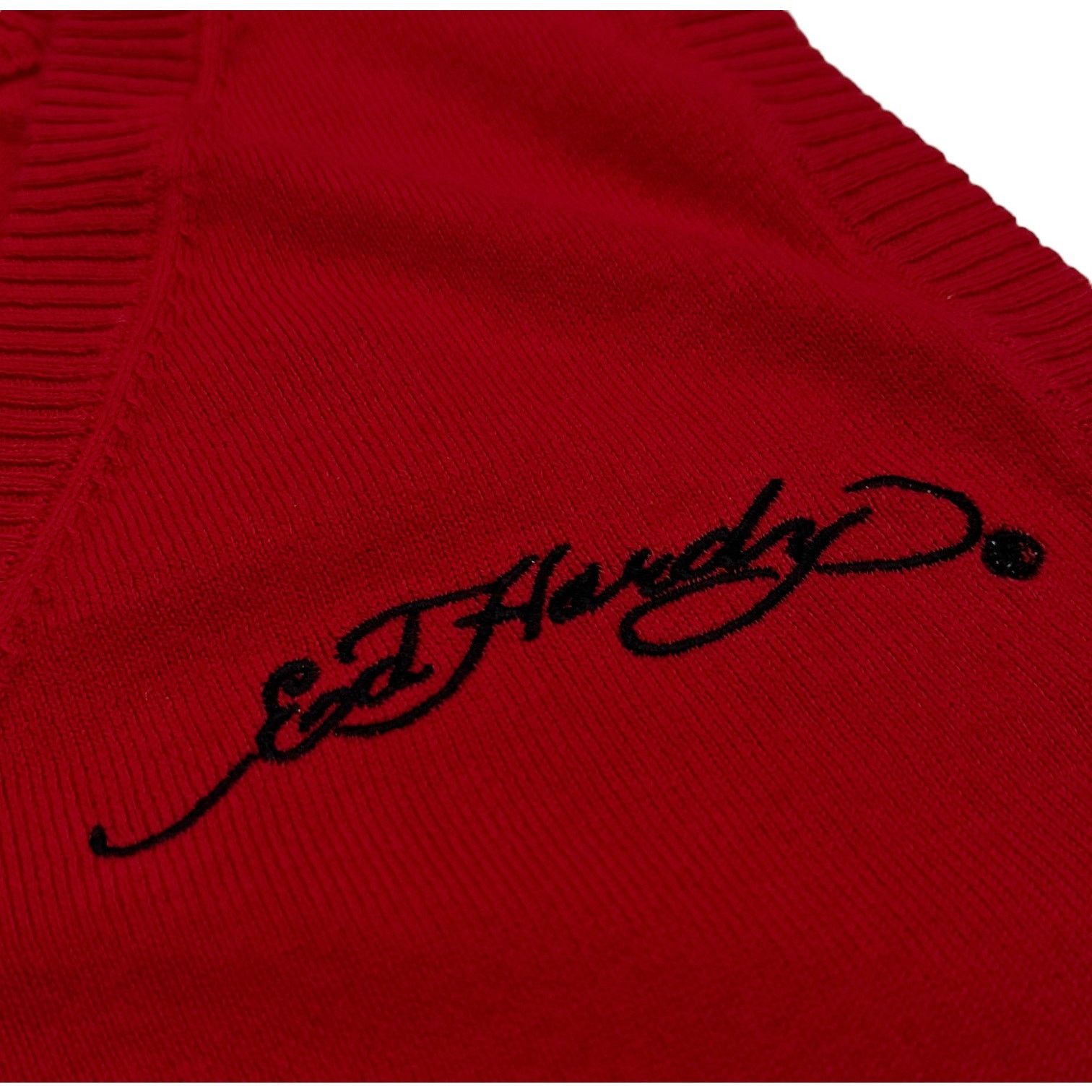 Ed Hardy Ed Hardy by Christian Audigier V-Neck Sweater Vest in Red Size US XXL / EU 58 / 5 - 4 Thumbnail