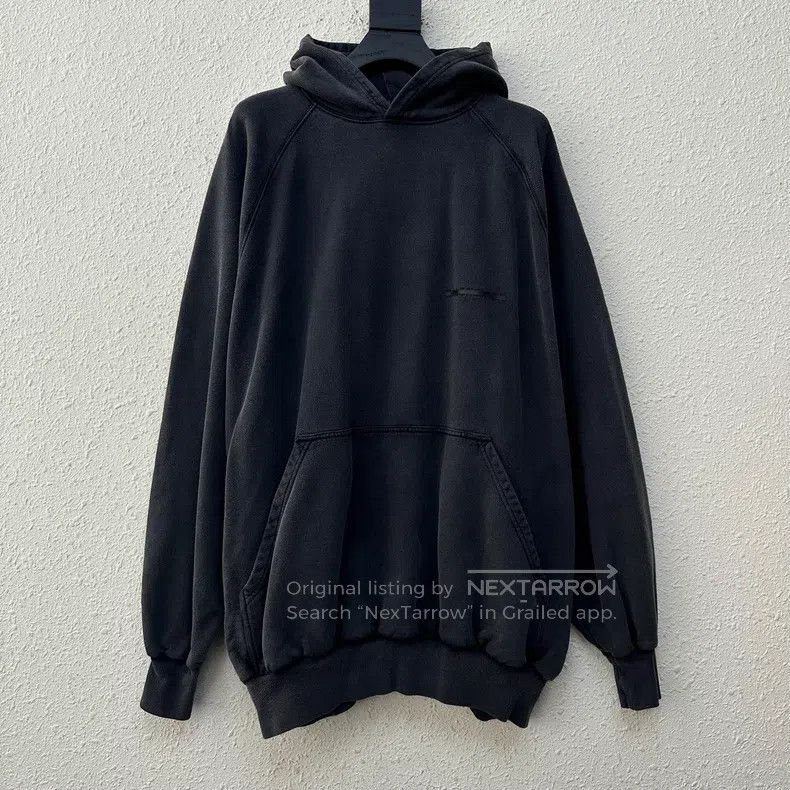 Balenciaga Balenciaga Cross-Out Tape Logo Washed Grey Hoodie Size US S / EU 44-46 / 1 - 1 Thumbnail