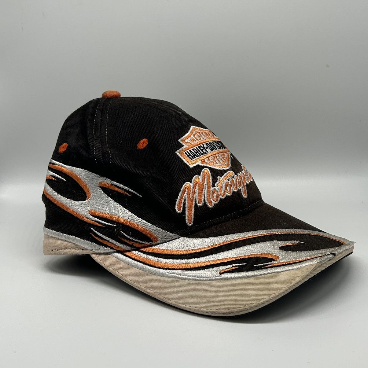 Harley Davidson Vintage 90s Shockwave Embroidered Flames Hat Size ONE SIZE - 1 Thumbnail