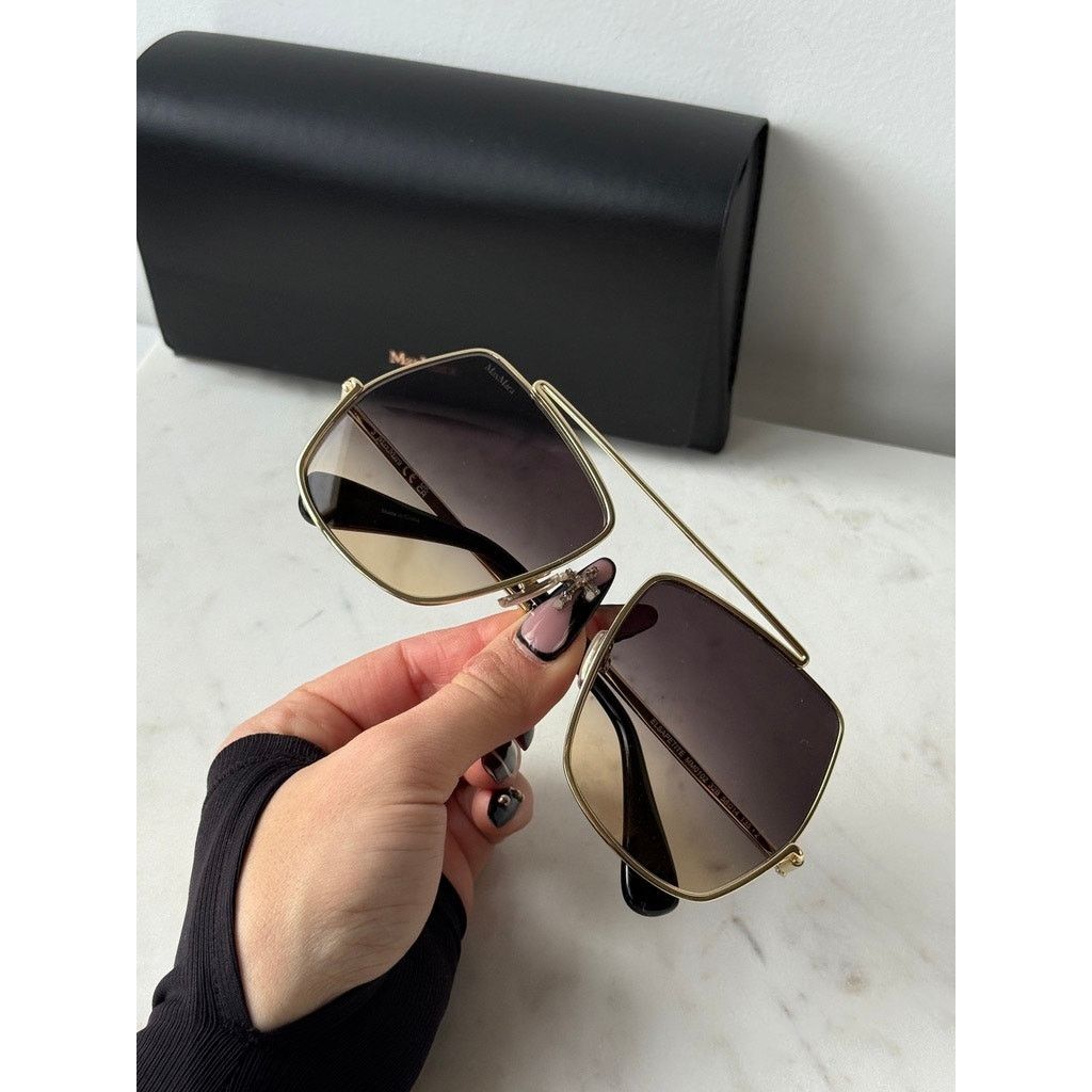 Max Mara NEW Max Mara MM0102 Petite Elsa Sunglasses Gold Smoke Size ONE SIZE - 2 Thumbnail