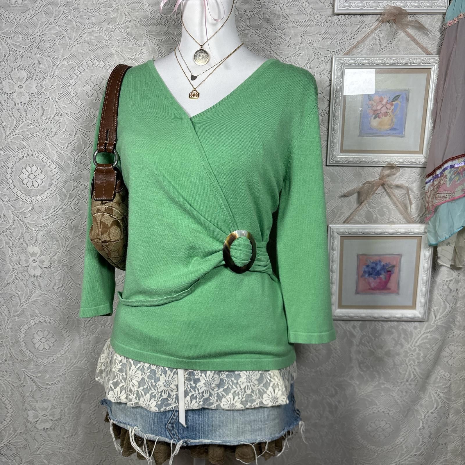 Acne Studios y2k office siren wrap top with ring detail Size M / US 6-8 / IT 42-44 - 1 Thumbnail