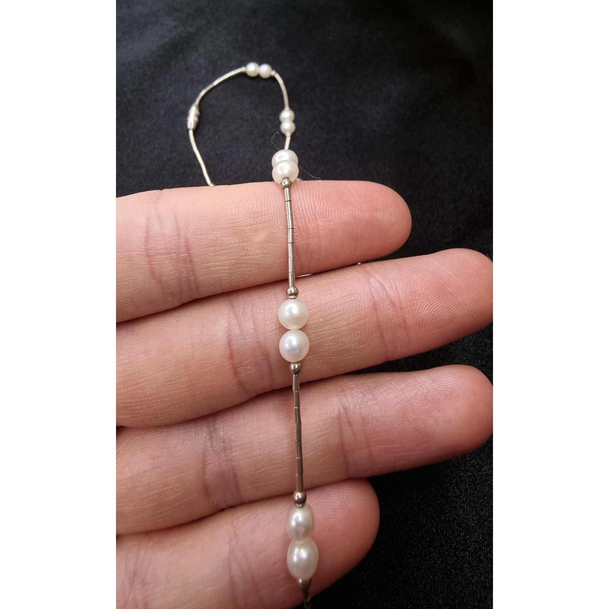Vintage Vintage Sterling Silver 925 Necklace With Genuine White Pear Size ONE SIZE - 5 Thumbnail