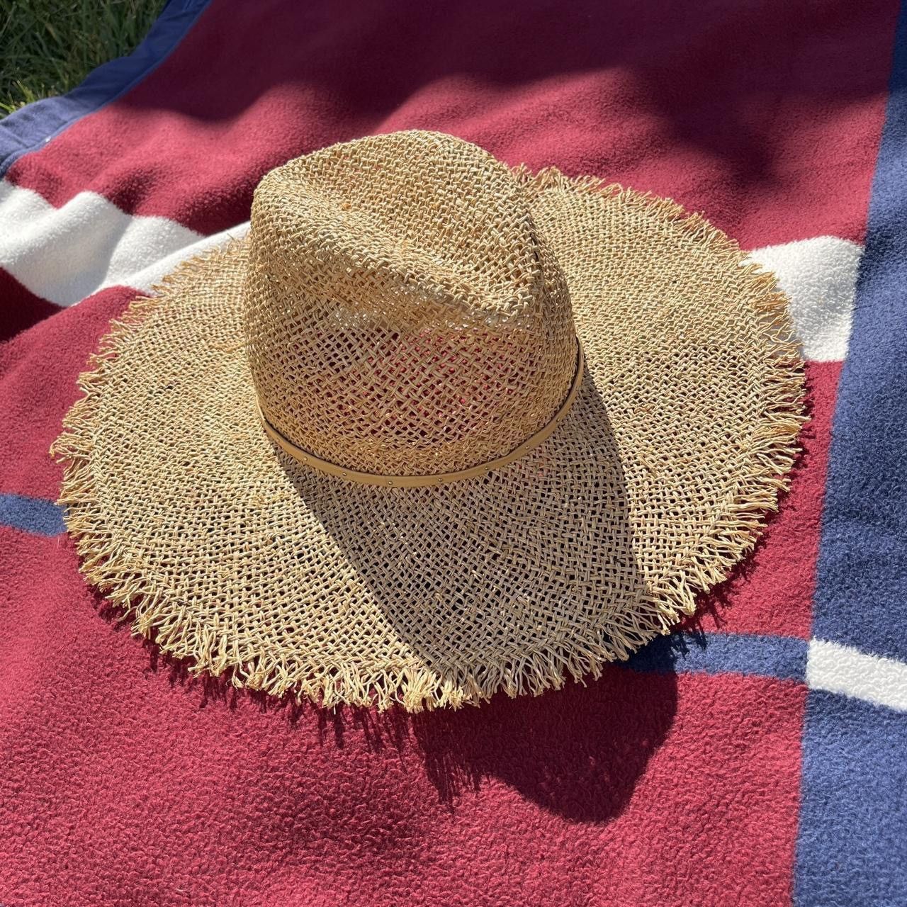 Other Lola Hats studded tan straw Sun hat Frayed edge beachy Size ONE SIZE - 1 Thumbnail