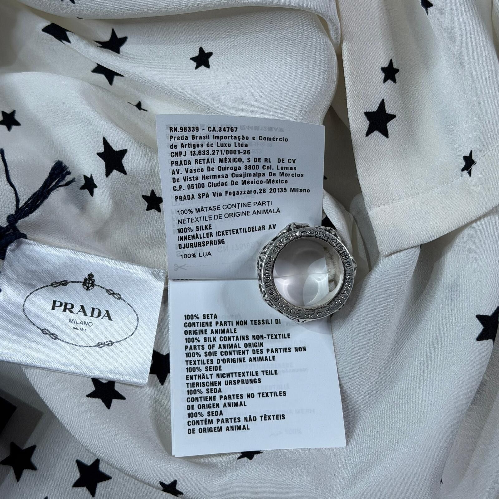 Prada Prada Silk Star Print Shirt Size US L / EU 52-54 / 3 - 10 Thumbnail