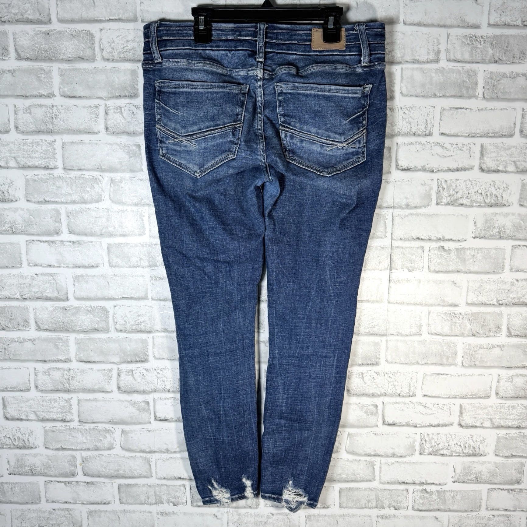 Vintage Buckle Stella Jeans Women Slim Distressed Low Rise Ankle 29x27 Blue Size 29" - 5 Thumbnail