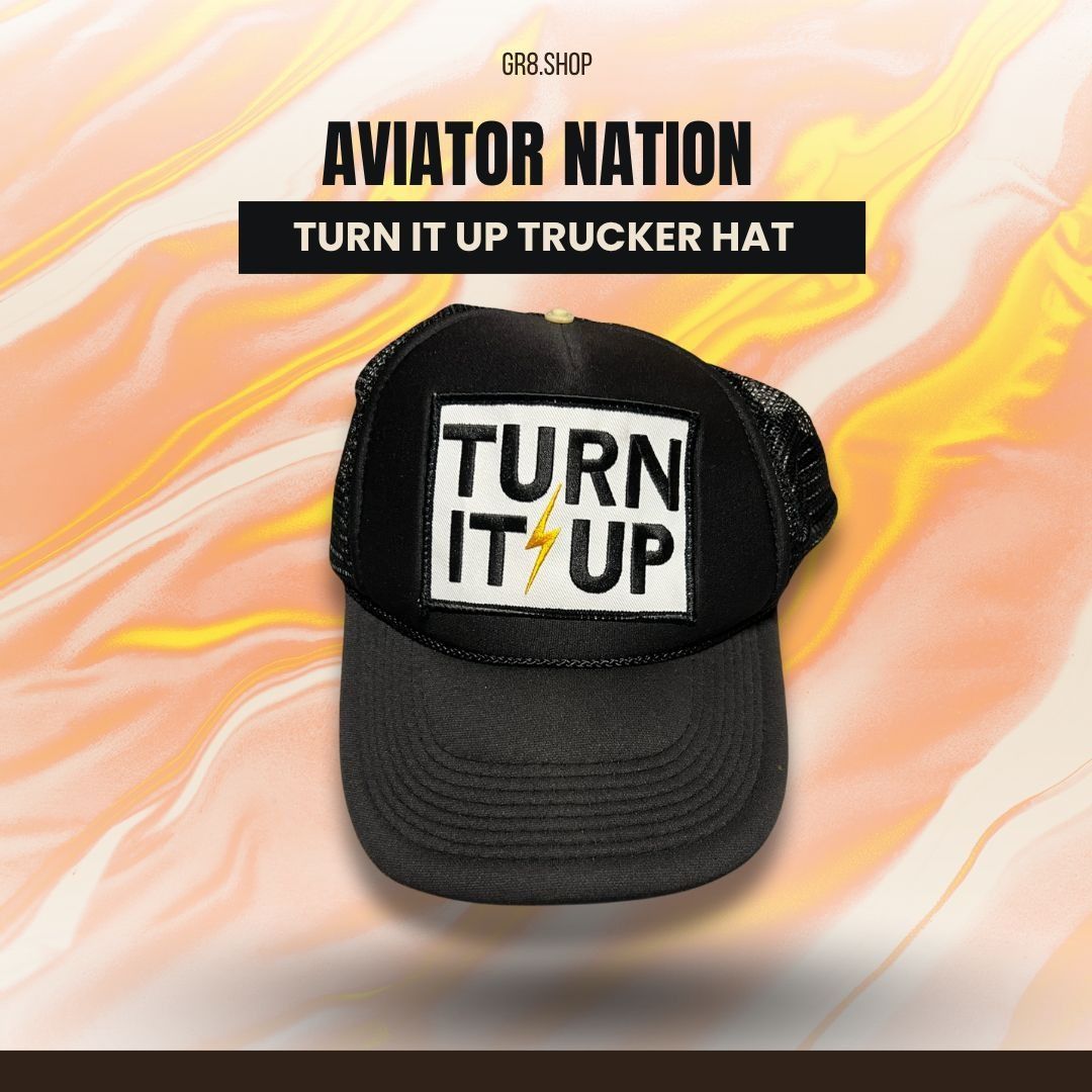 Aviator Nation Aviator Nation Turn It Up Black Mesh Trucker Hat Adjustable Size ONE SIZE - 1 Thumbnail