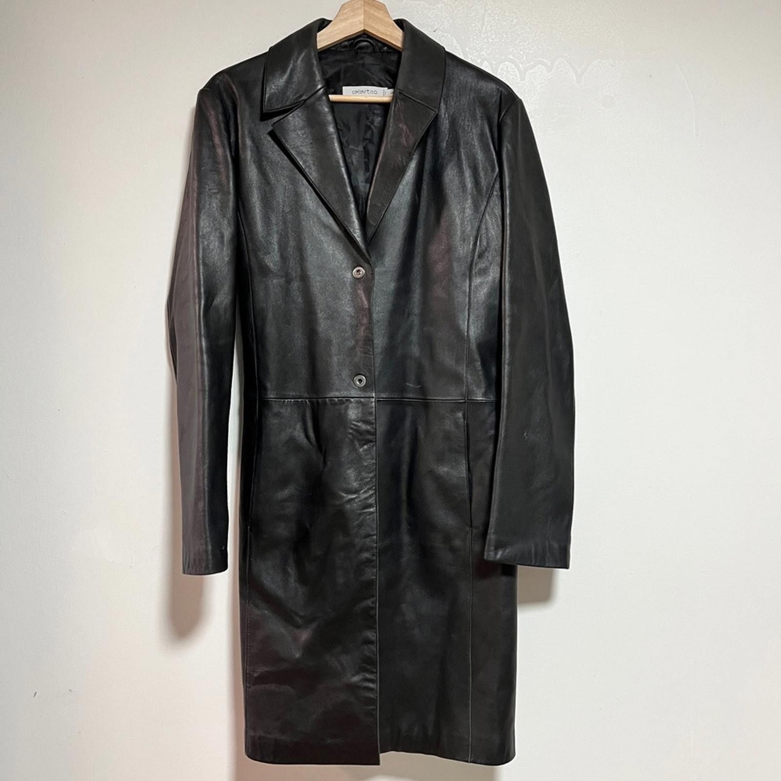 Designer Celestino Women’s Genuine Leather Trench Coat – Size L Size L / US 10 / IT 46 - 2 Thumbnail