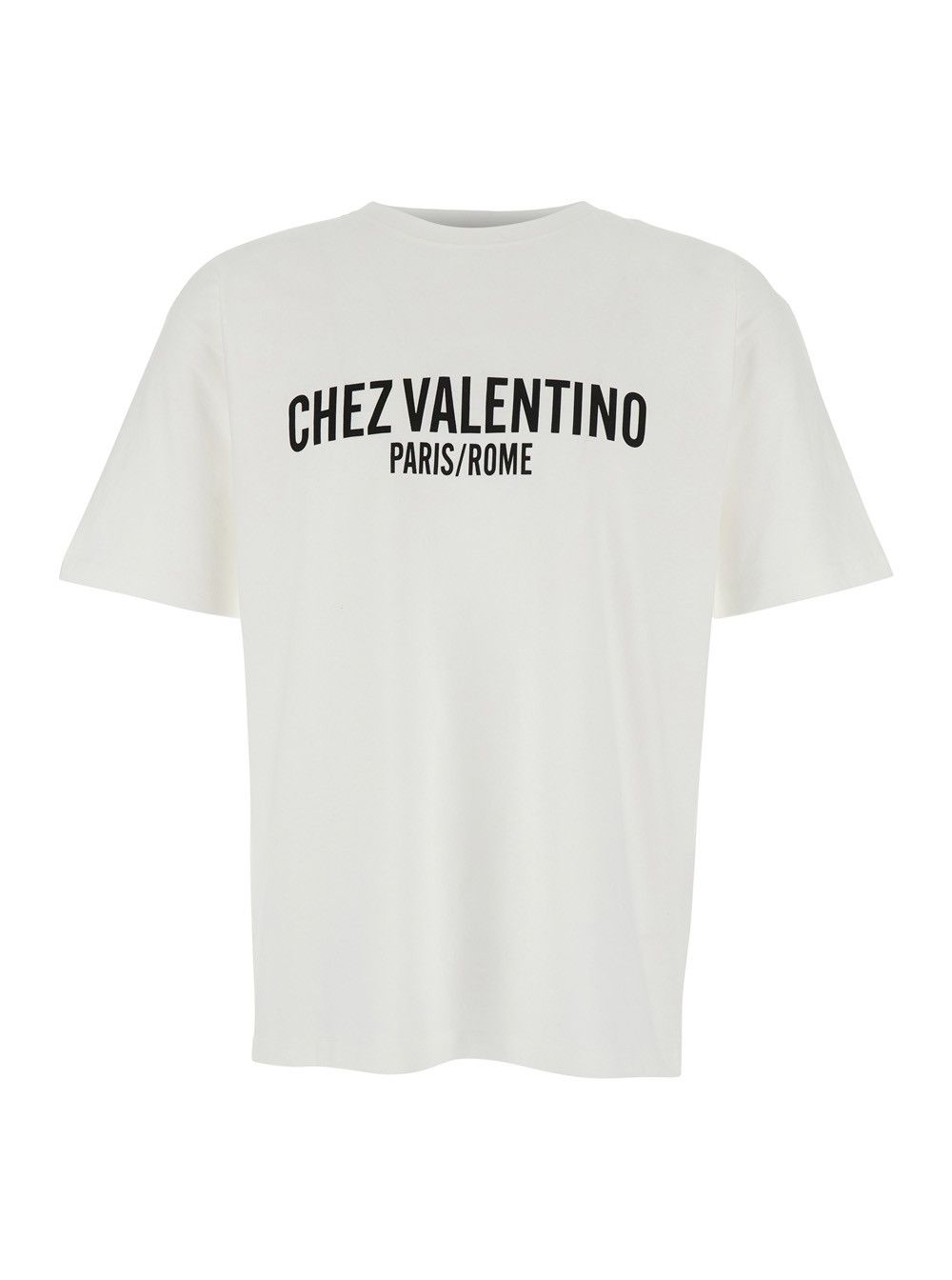 Valentino 'Chez' White Crewneck T-Shirt with Maxi Logo Print on the Front in Cotton Man Size US M / EU 48-50 / 2 - 1 Thumbnail
