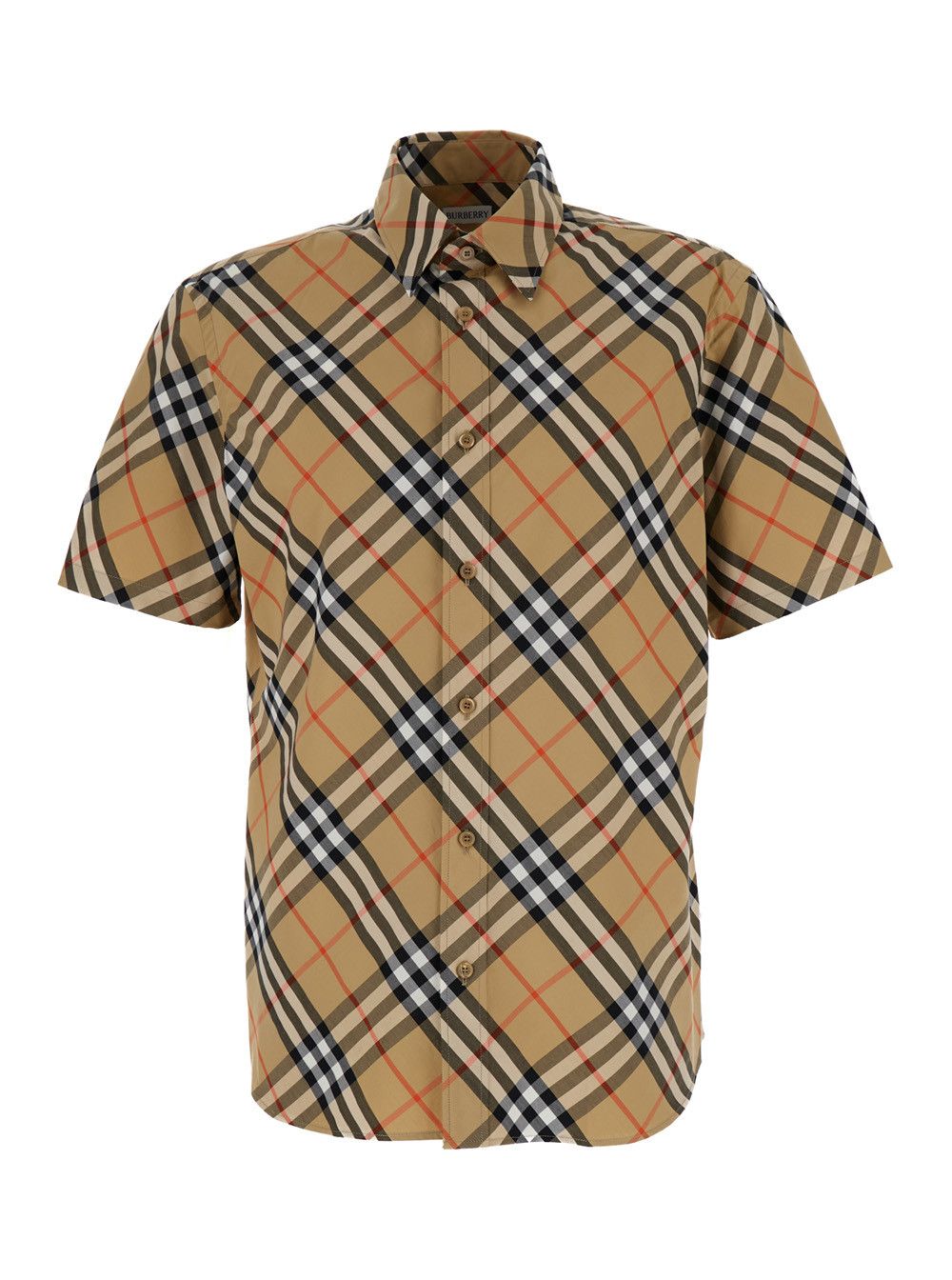 Burberry Beige Shirt with Check Motif in Cotton Man Size US M / EU 48-50 / 2 - 1 Thumbnail
