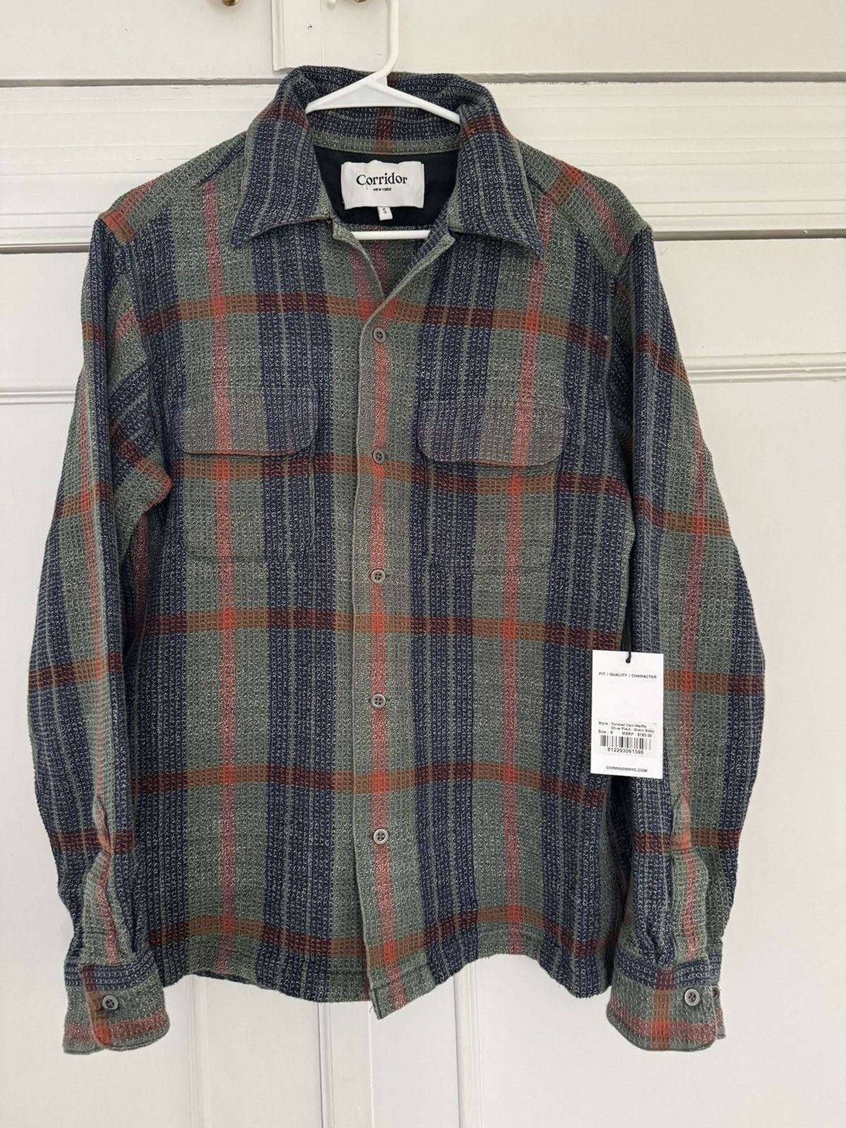 Corridor Twisted Yarn Waffle Olive Plaid Small