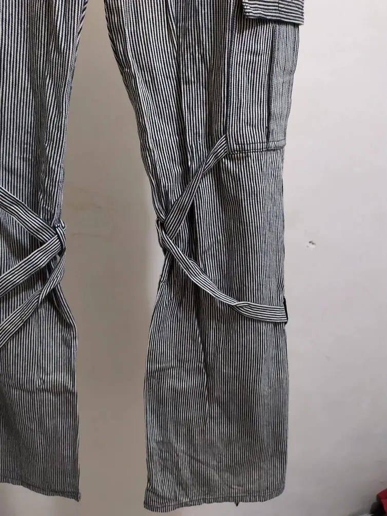 Japanese Brand IMAGE Punk Bondage Punk Stripe Cargo Bootcut Pants Size US 28 / EU 44 - 4 Thumbnail