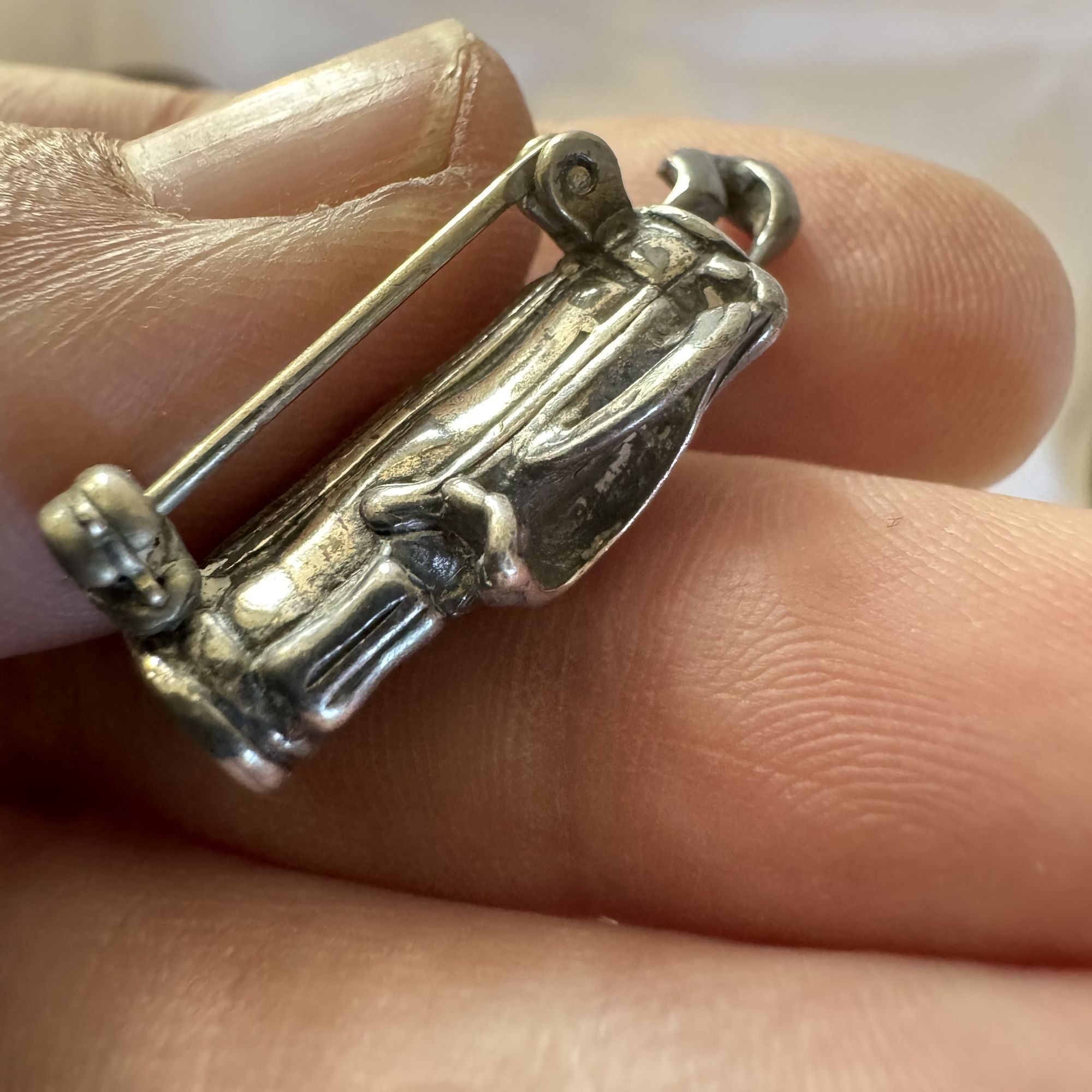 Vintage Solid Sterling Silver 925 Three Dimensional Golf Club Bag Br Size ONE SIZE - 5 Thumbnail