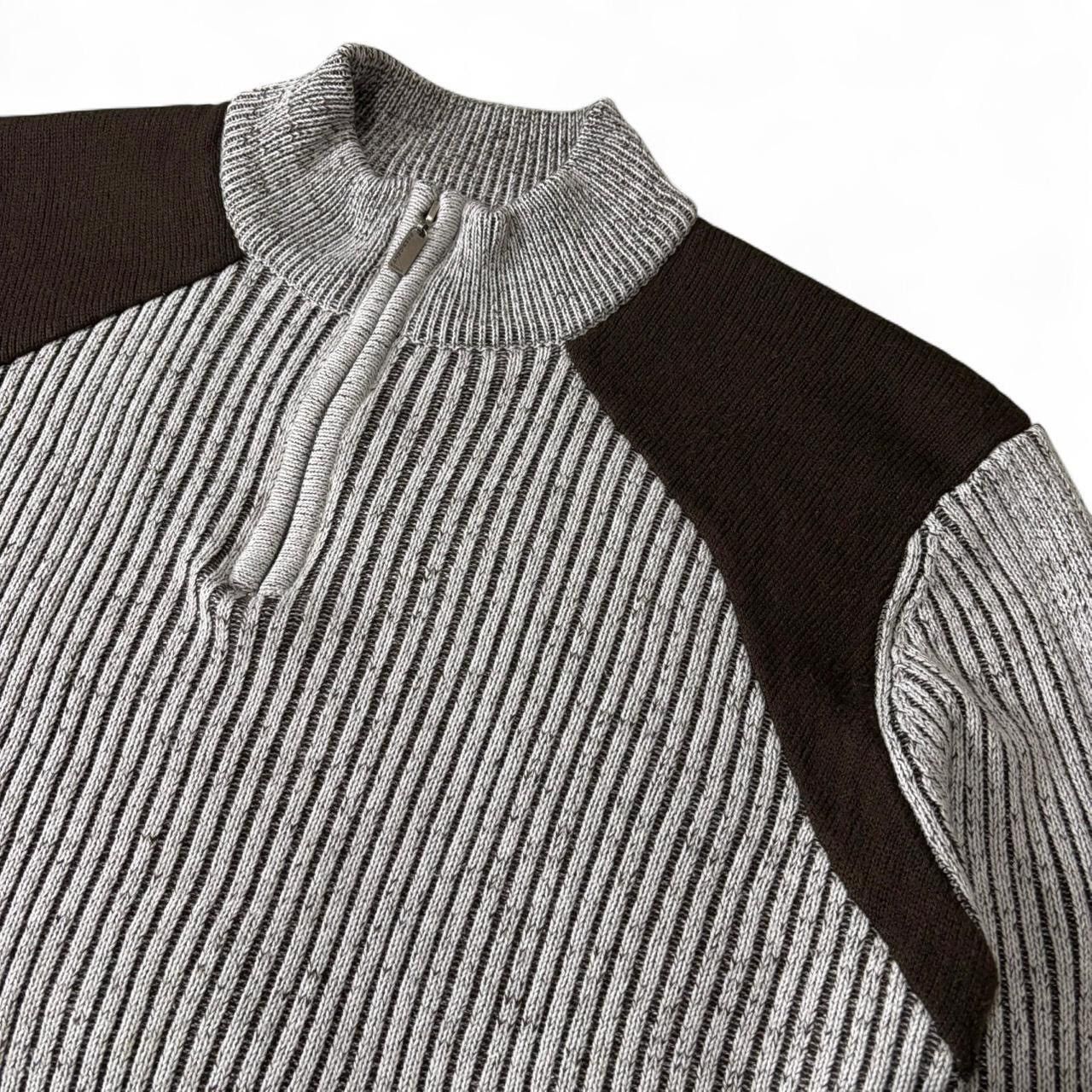 Other Vintage Y2K Patterned Grey & Dark Brown Quarter Zip Sweater Size US XXL / EU 58 / 5 - 3 Thumbnail