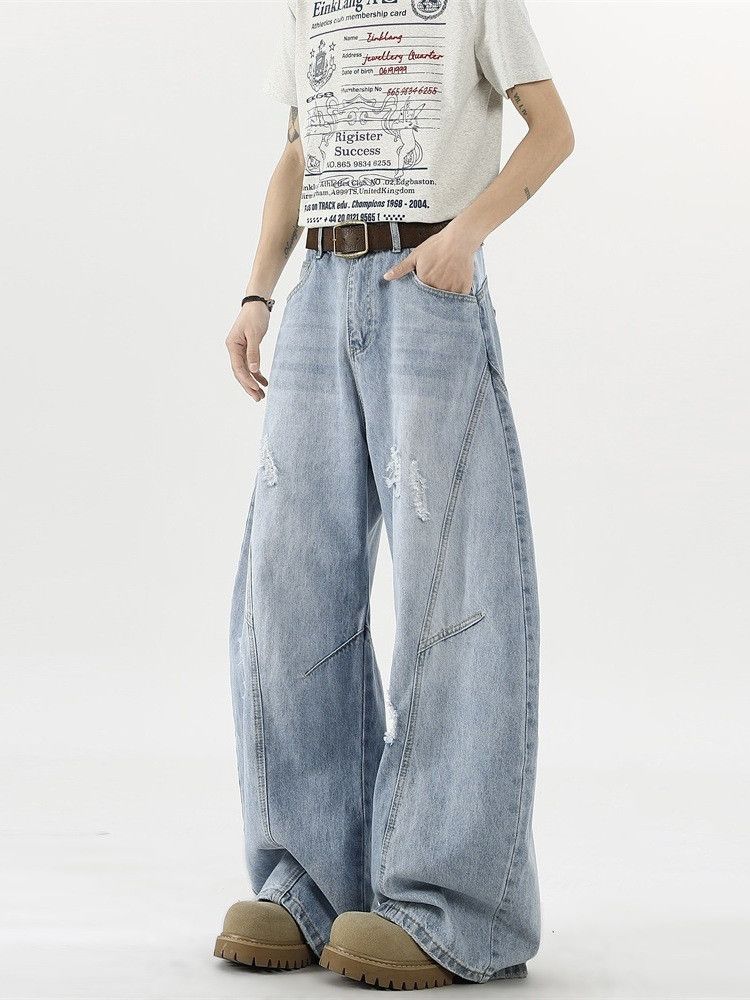 Japanese Brand American men's retro ripped wide-leg scimitar jeans Size US 32 / EU 48 - 2 Thumbnail