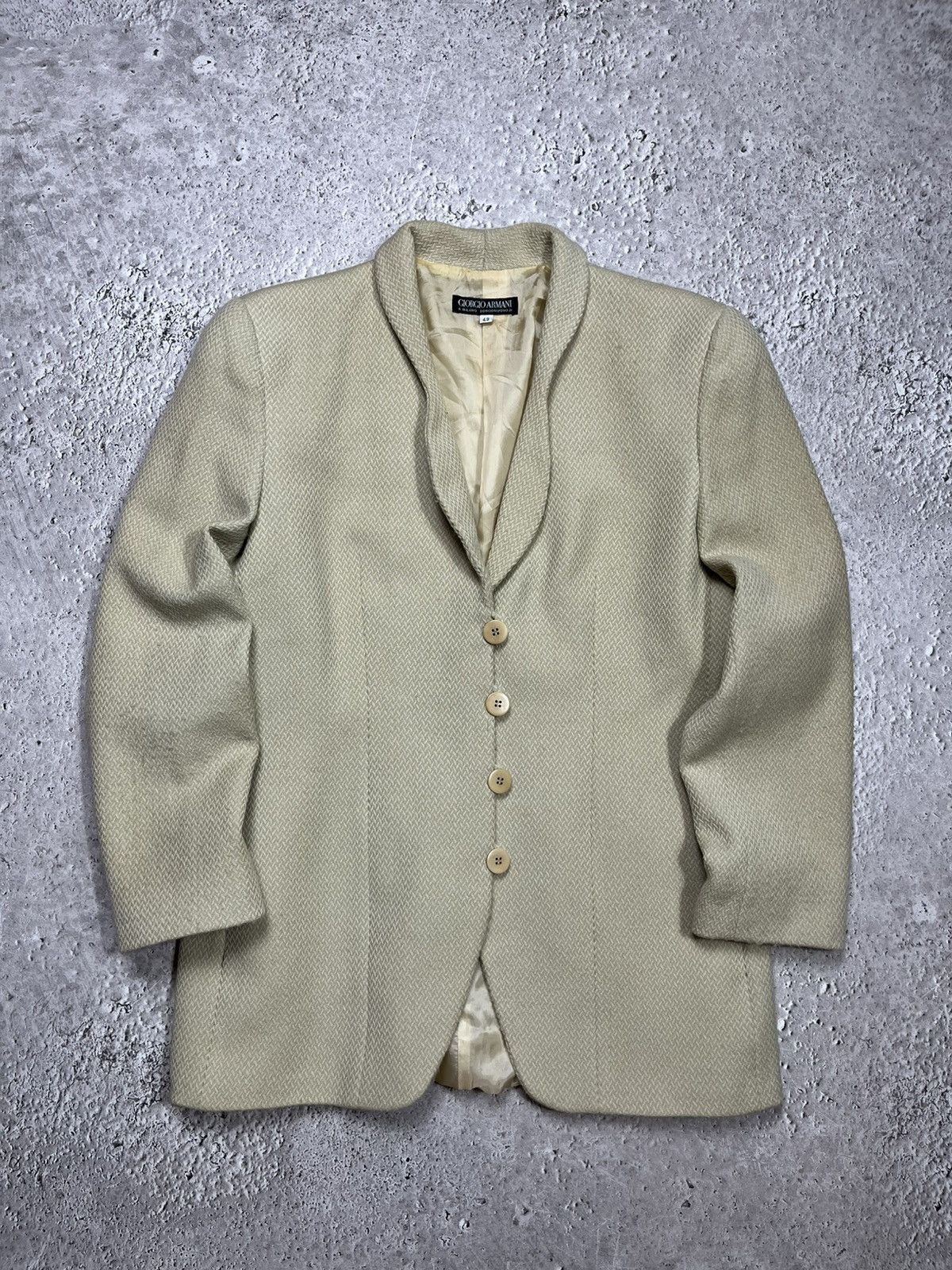 Giorgio Armani Giorgio Armani Textured Beige Blazer Womens IT 42 Size M / US 6-8 / IT 42-44 - 1 Thumbnail