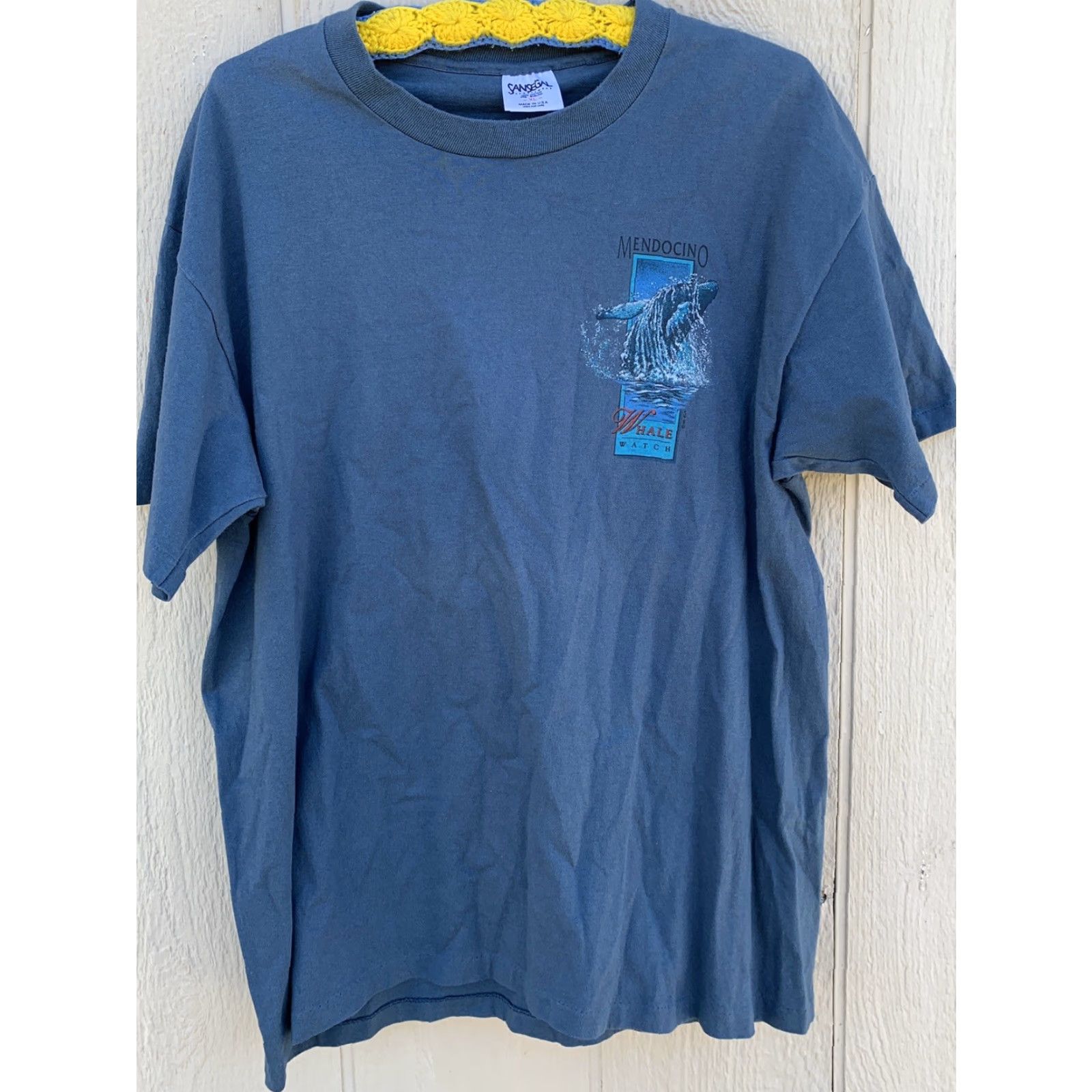 Swatch VINTAGE Mendocino Whale Watch T Shirt Sansegal XL Single Stitch Made In USA Men Blue 1990s Sportswear Graphic Tee Size US XL / EU 56 / 4 - 6 Thumbnail
