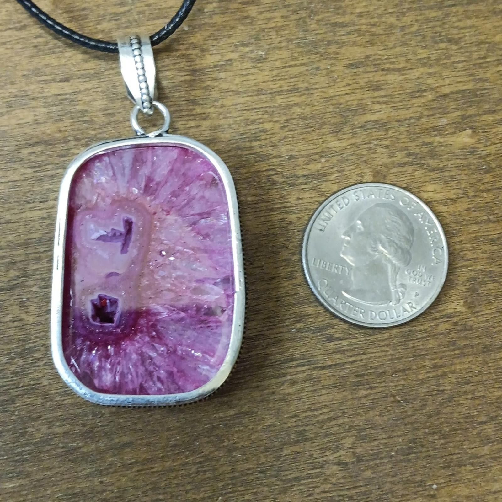 Designer Pink Solar Quartz Crystal Pendant Necklace Size ONE SIZE - 2 Thumbnail