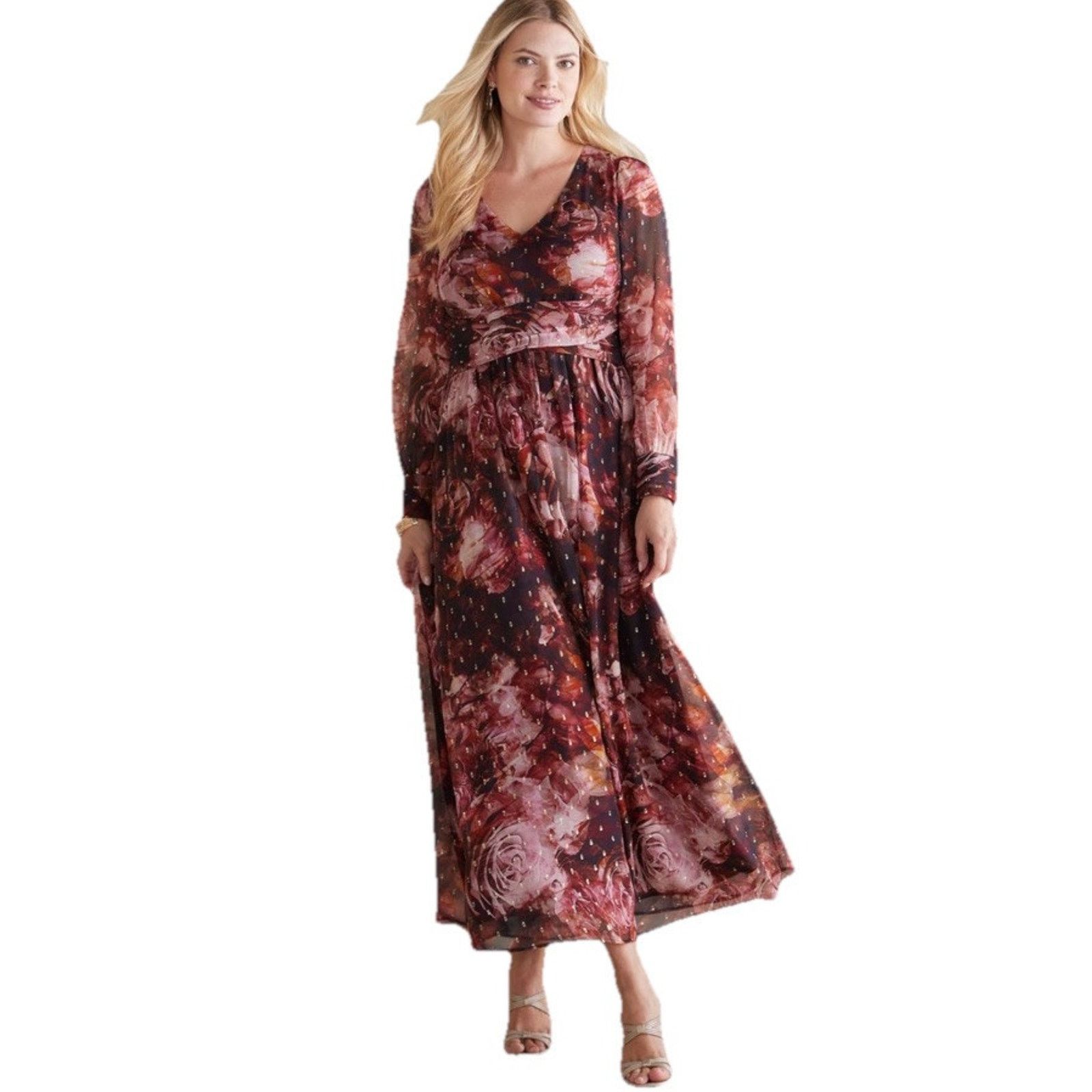 Other Soft Surroundings Dress Rose Rina Silk Maxi Boho Cottage Size XL / US 12-14 / IT 48-50 - 1 Thumbnail