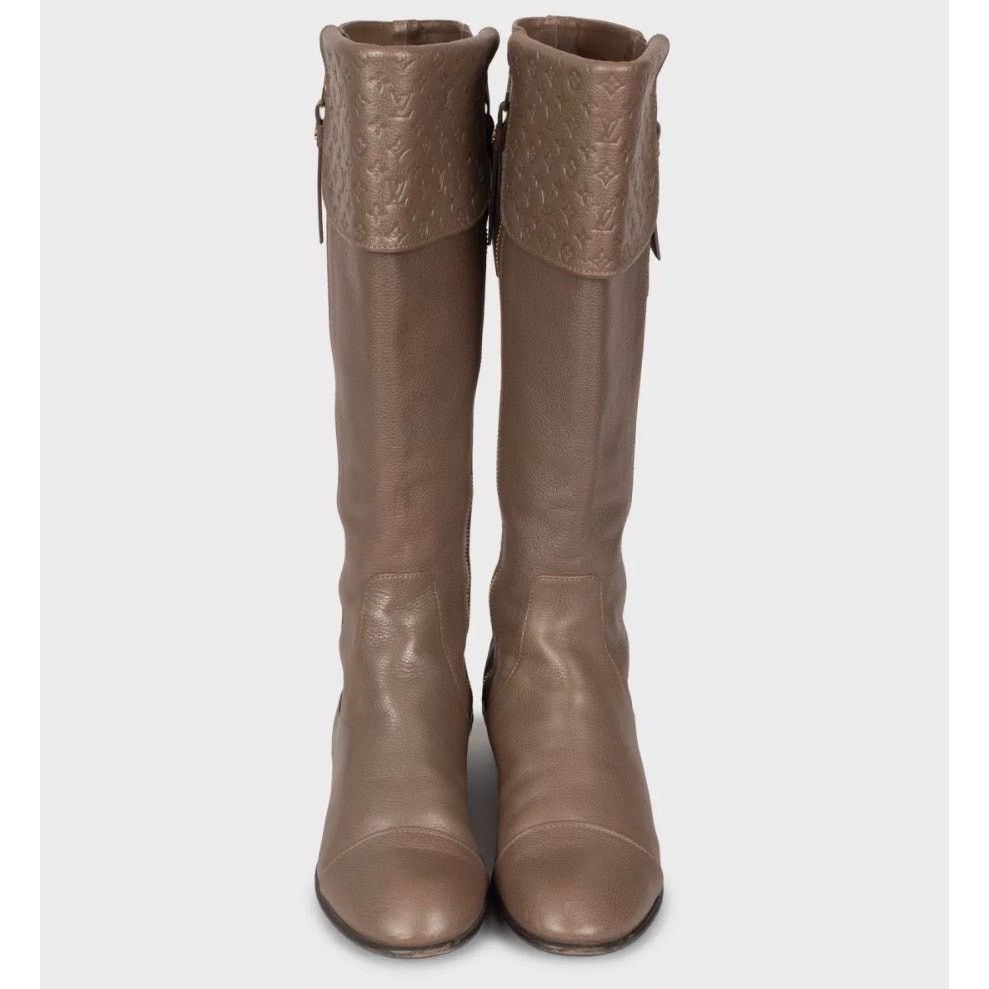 Louis Vuitton Louis Vuitton Brown Leather Knee Boots Gold Zippers 37.5 Size US 6.5 / IT 36.5 - 2 Thumbnail