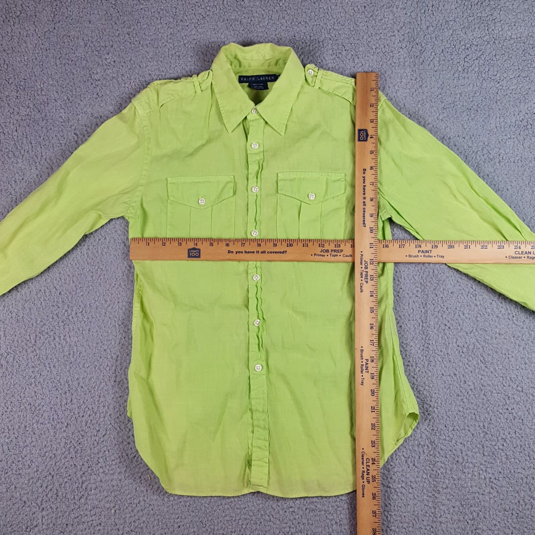 Ralph Lauren VINTAGE Ralph Lauren Button-Up Shirt Shirt Adult XS Lime Green Linen Blend 90s Military Prep USA Men Size US XS / EU 42 / 0 - 7 Thumbnail