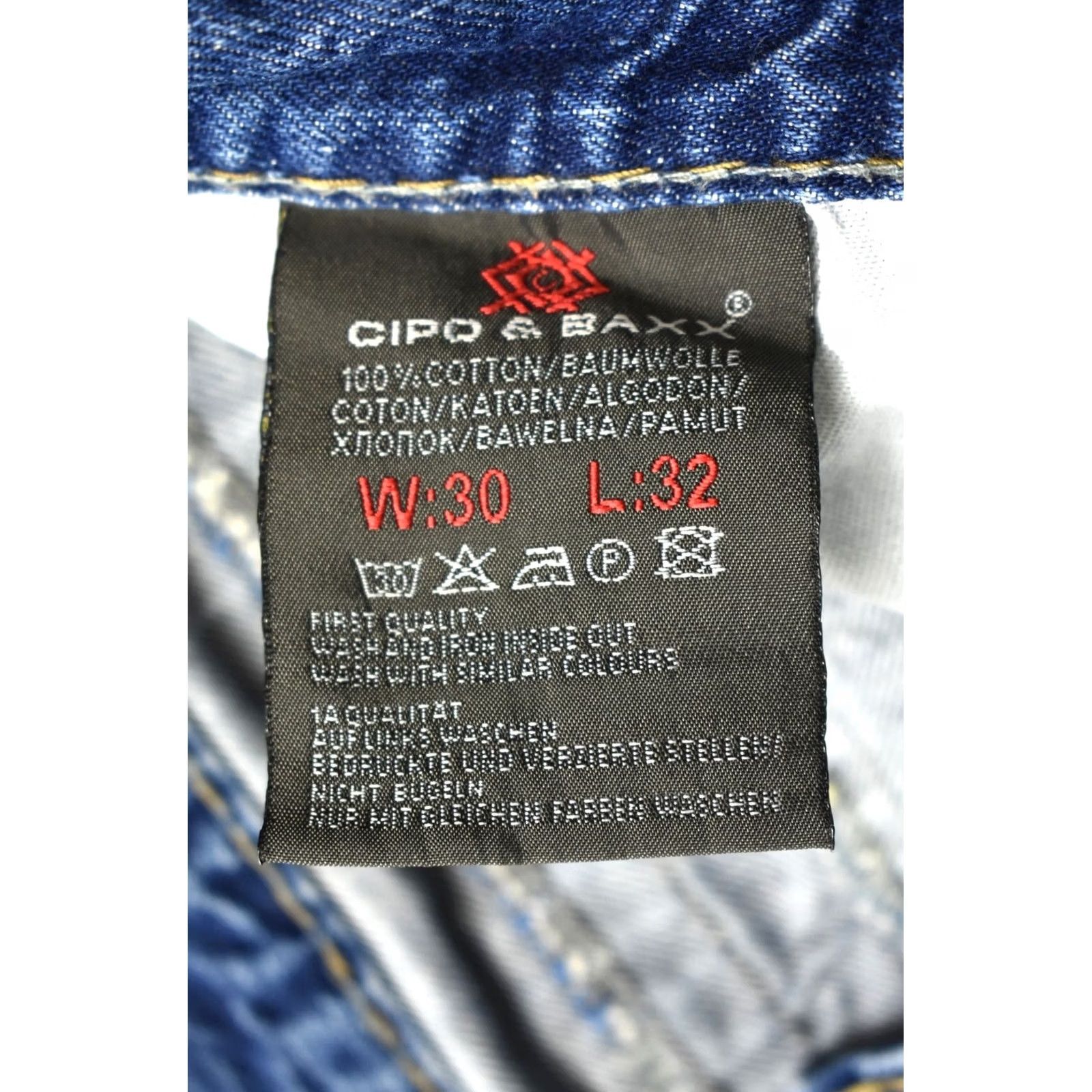 Vintage Cipo & Baxx C-688 Men's Jeans Tapered W30/L32 Button Regular Fit Blue Distressed Whiskers Size US 30 / EU 46 - 6 Thumbnail