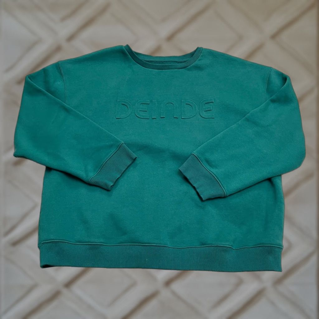 Logo 7 Deinde Logo Pullover Sweatshirt Mens XL Green Crew Neck Fleece All Seasons Casual Modern Classic Sports Size US XL / EU 56 / 4 - 1 Thumbnail