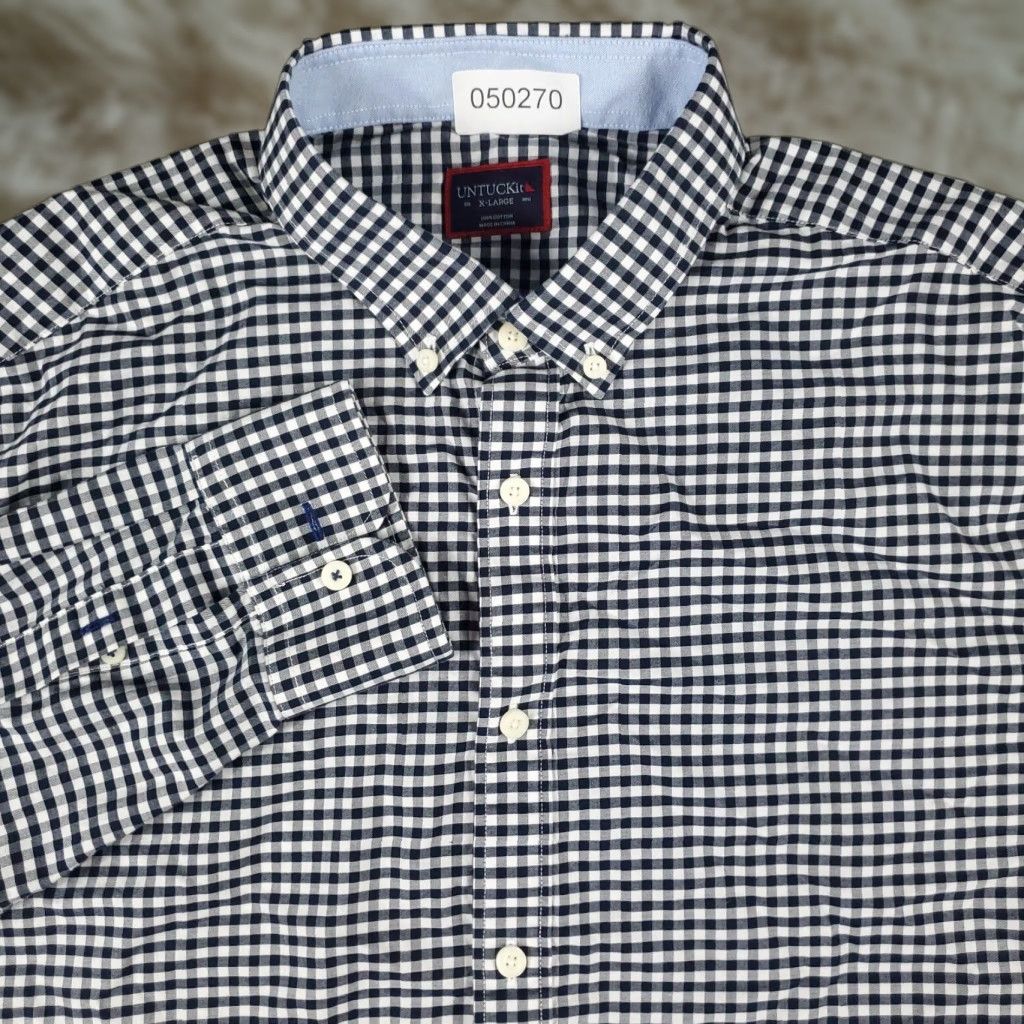 UNTUCKit UNTUCKit Blue Check Button-Up Shirt Men's XL Long Sleeve Classic Casual Size US XL / EU 56 / 4 - 1 Thumbnail