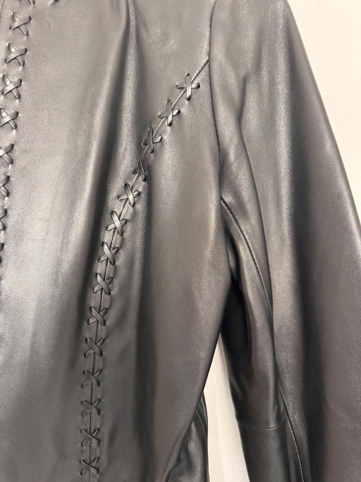 Other Caché Black Leather Fringe Jacket US 4 Western Boho Zip Size S / US 4 / IT 40 - 19 Thumbnail