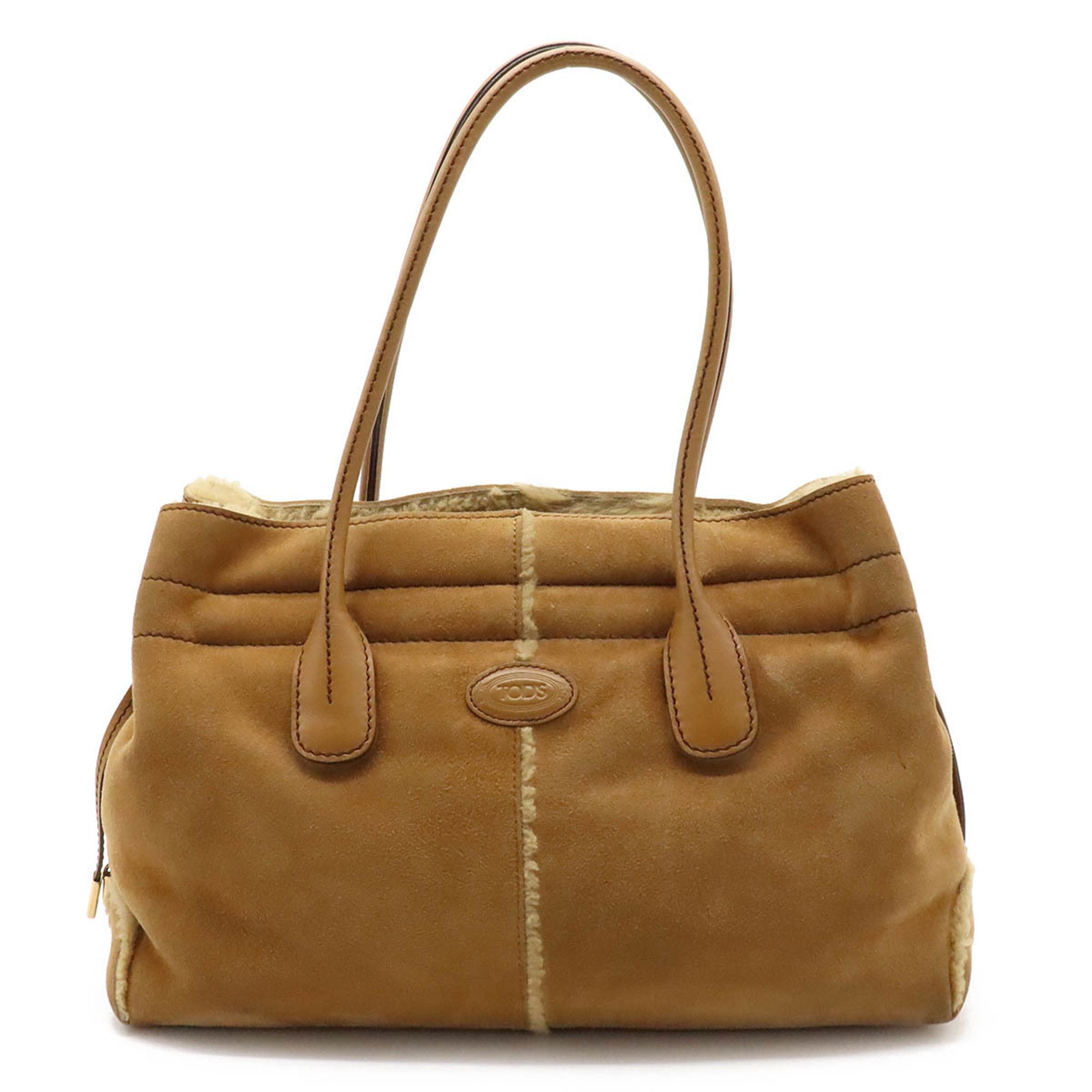 image of Tods Tod's Tote Bag Handbag Shearling Leather Brown, Women's