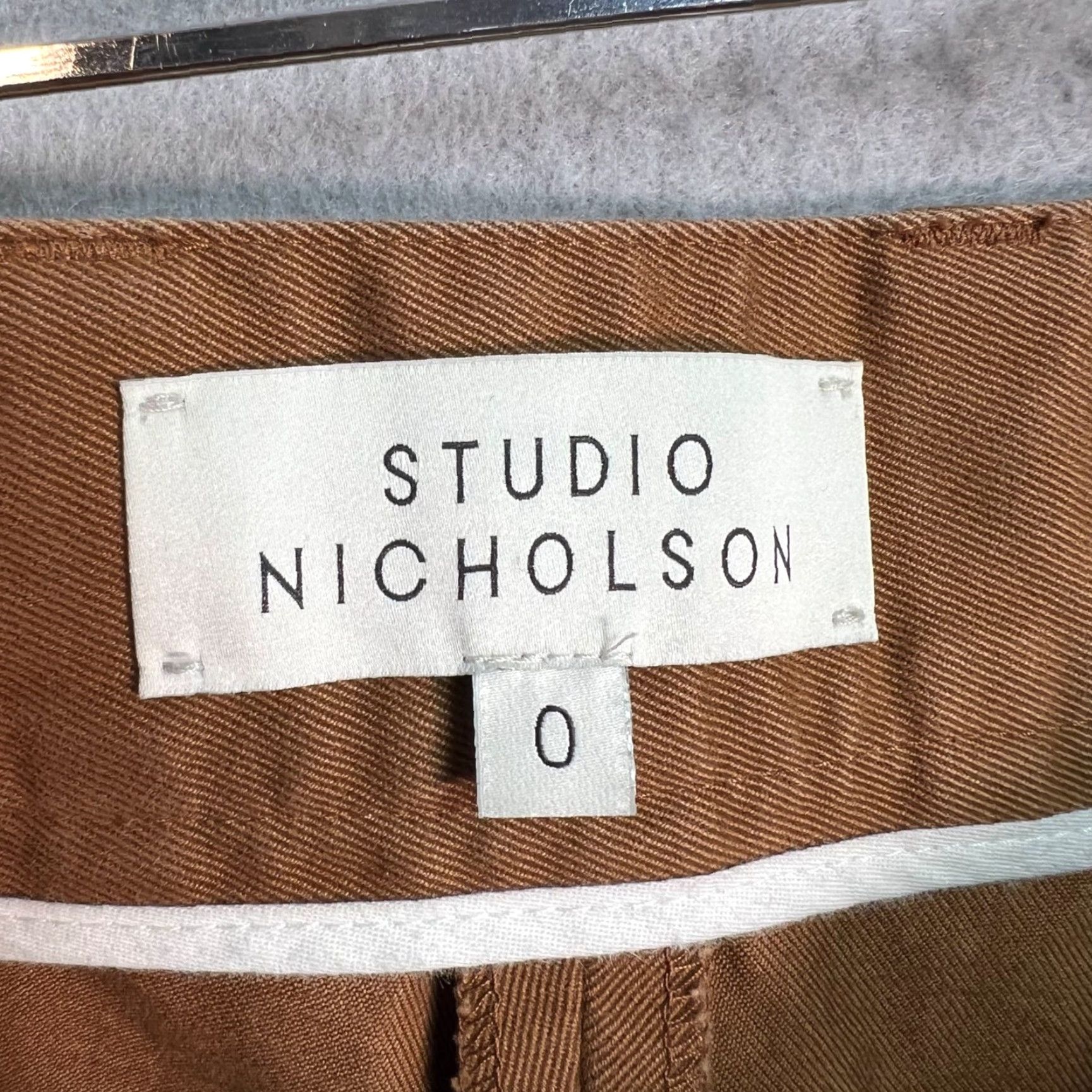 Studio Nicholson STUDIO NICHOLSON Womens Chino Pants Size 0 Hazelnut Brown Cotton Flat Front High Rise Straight Leg Size 25" / US 0 / IT 36 - 3 Thumbnail