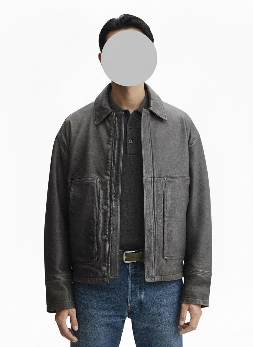 Other Distressed Patch Pocket Boxy Cropped Leather Jacket sz L Size US L / EU 52-54 / 3 - 1 Thumbnail
