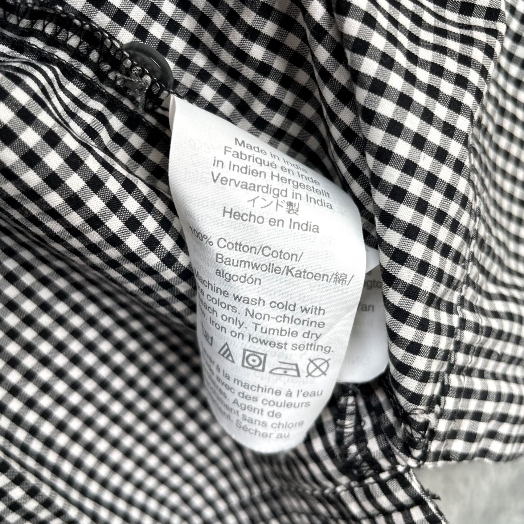 J.Crew J.Crew Top Womens Medium Black Penny Gingham Cotton Square Puffy Sleeve Size M / US 6-8 / IT 42-44 - 4 Thumbnail