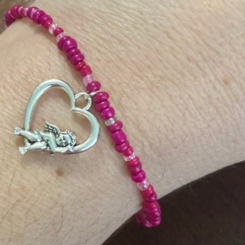 Handmade pink bead bracelet Size ONE SIZE - 1 Thumbnail