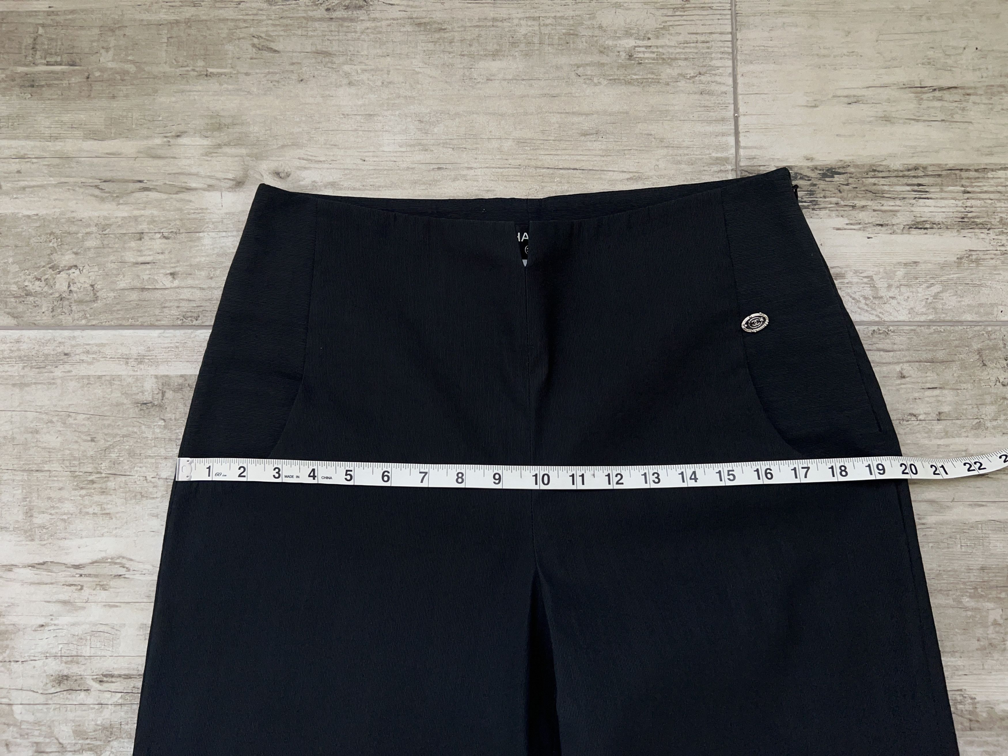 Chanel × Designer Womens 2009 Ribbed Wide Leg Palazzo Pants Trousers Black Size 28" / US 6 / IT 42 - 16 Thumbnail