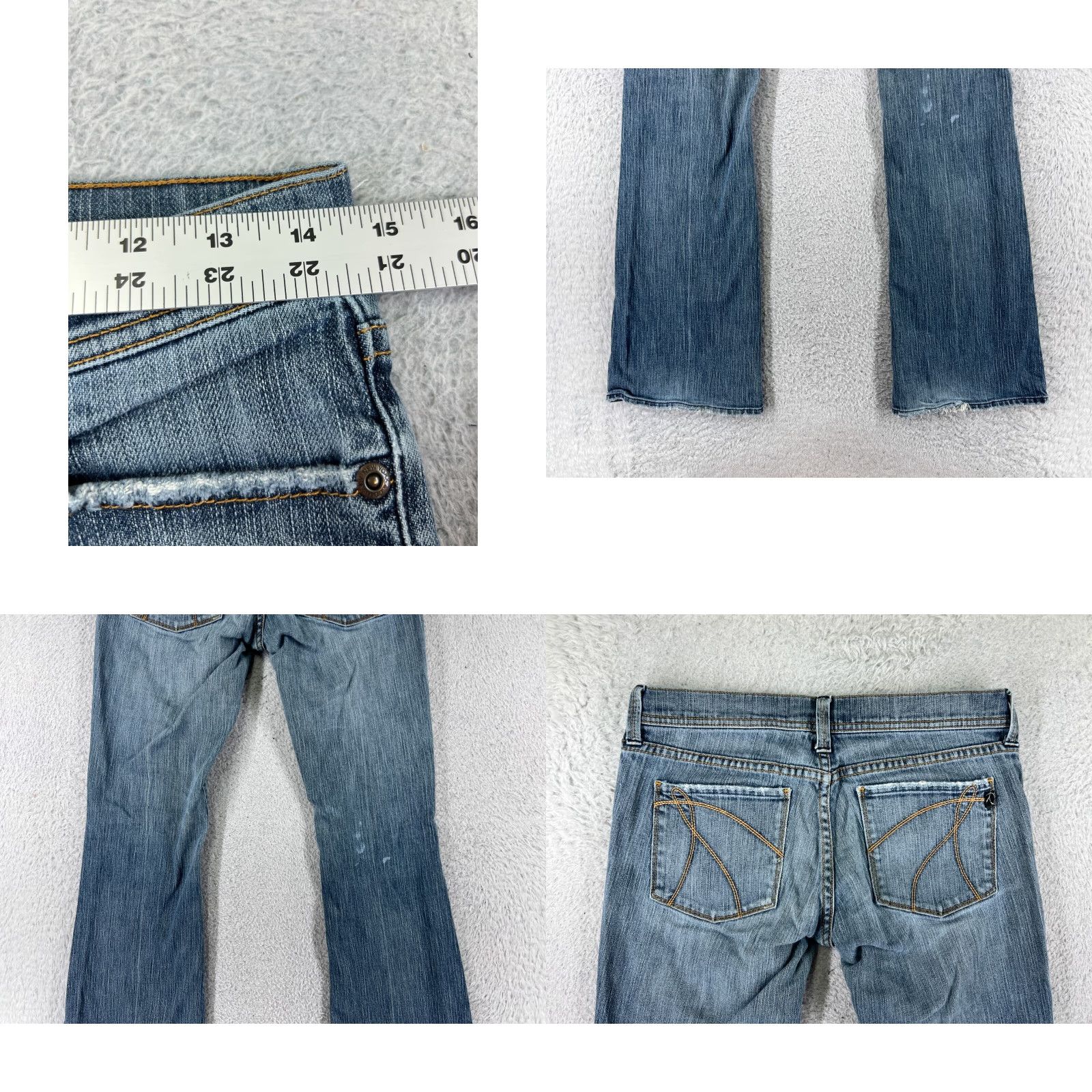 Vintage New York & Company Jeans Women 2 Blue Denim Flared Low Rise 5-Pocket Cotton Blend Denim Blue Size 26" / US 2 / IT 38 - 9 Thumbnail