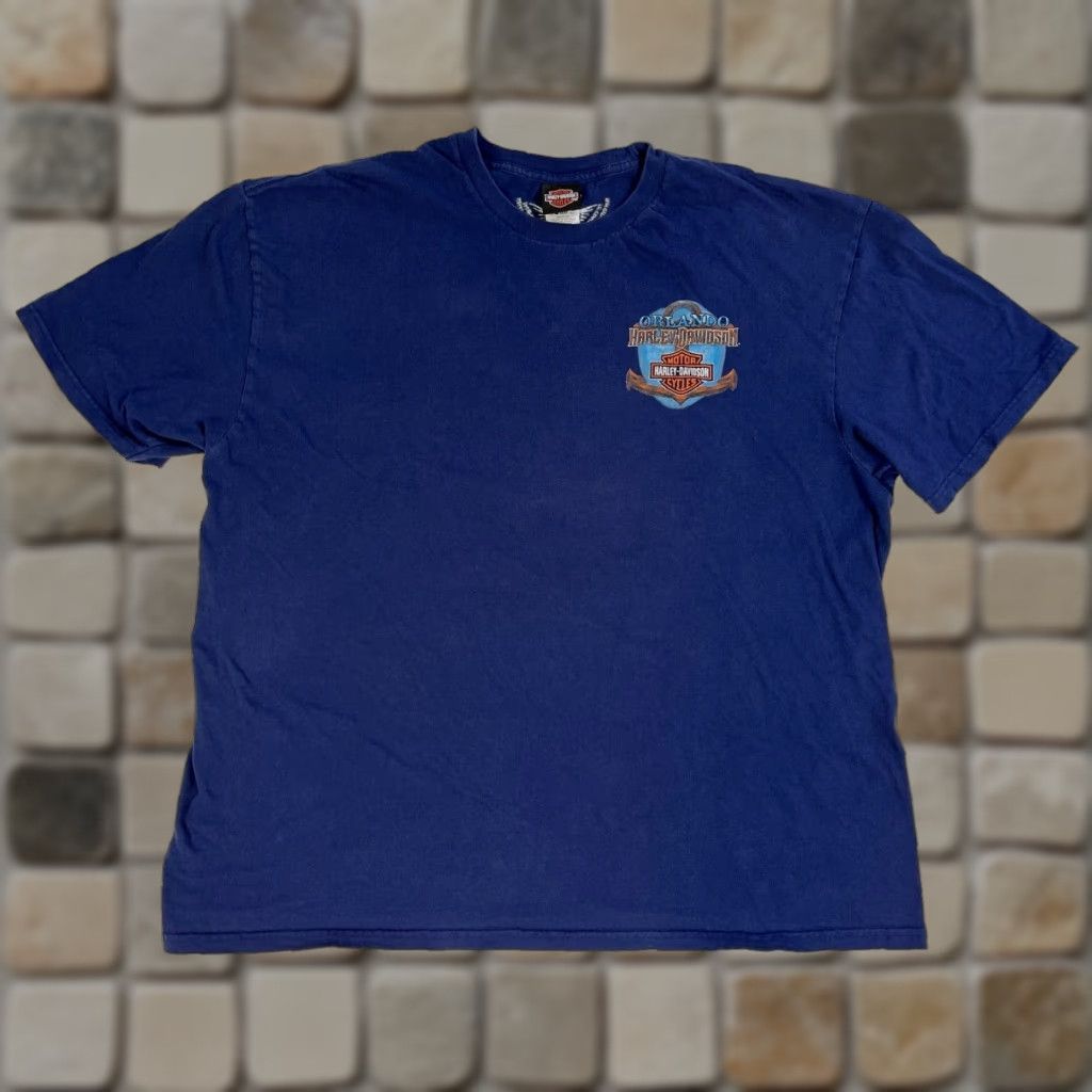 Harley Davidson Harley-Davidson Men's T-Shirt Shirt Short Sleeve Crew Navy Blue 3XL Double-Sided 2016 Orlando, FL Size US XXL / EU 58 / 5 - 1 Thumbnail